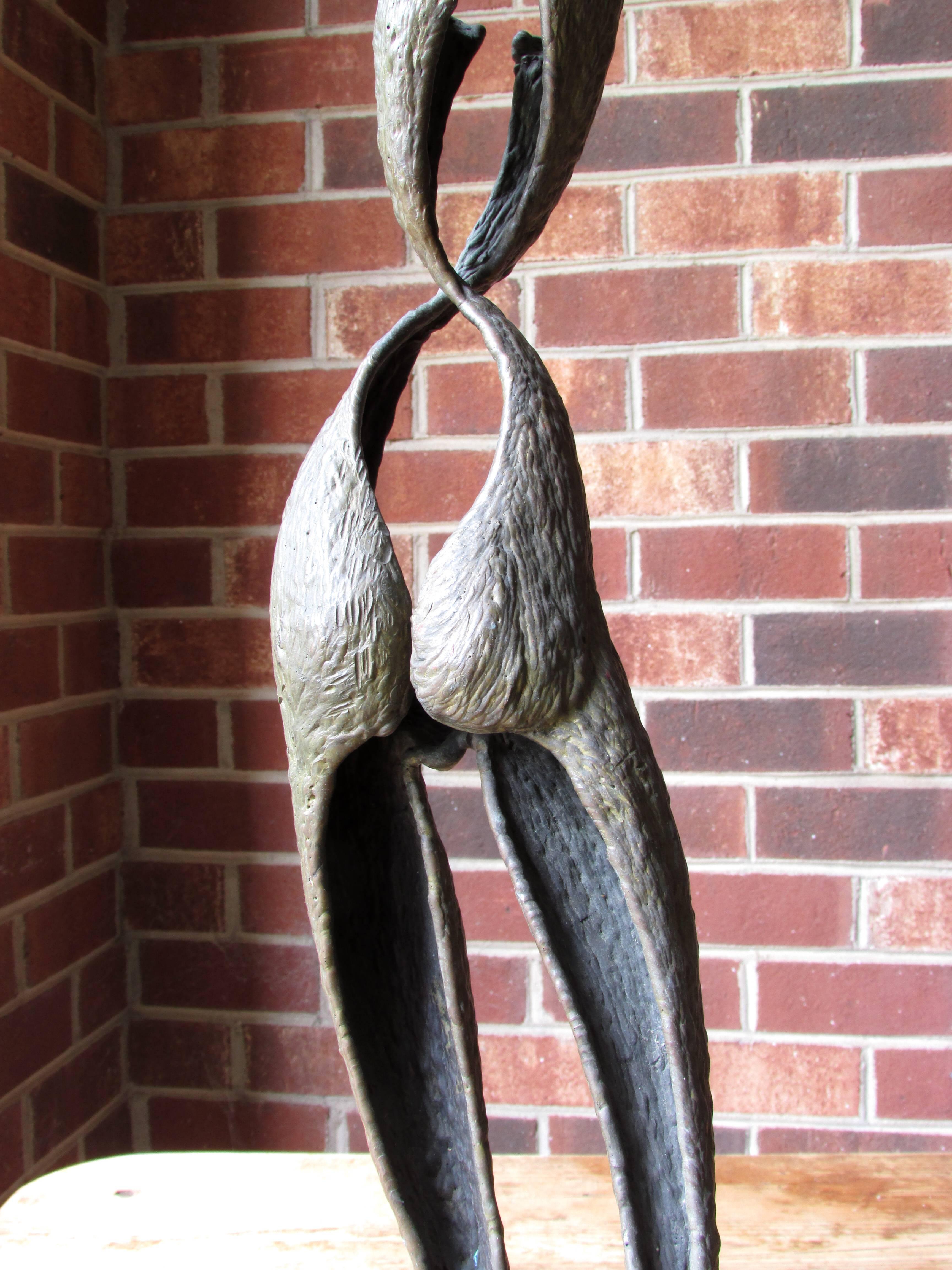 Brutalist Abstract Bronze Nude Sculpture For Sale 3