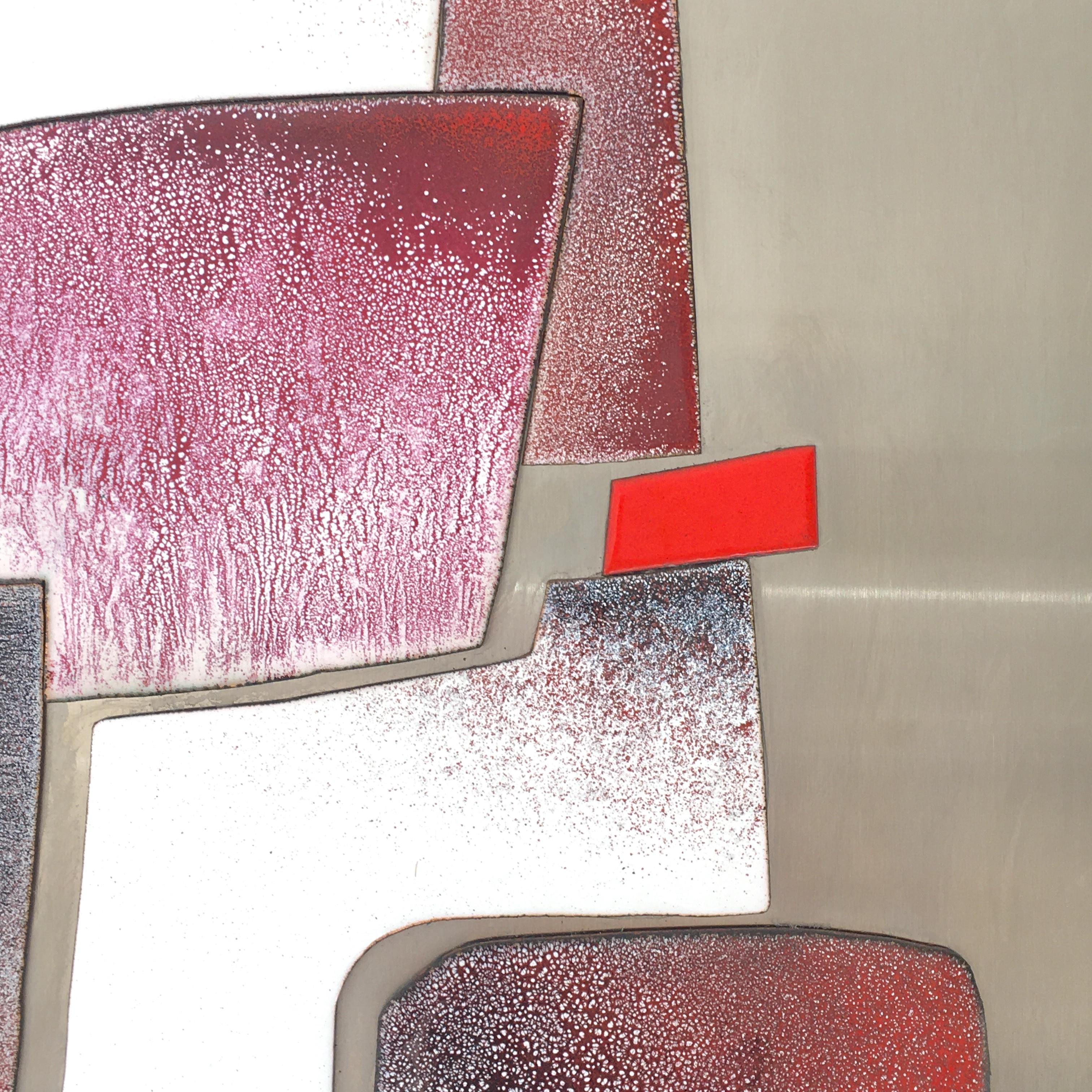 Brutalist Abstract Enamel Wall Artwork in Red Tones, 1980s In Fair Condition In AMSTERDAM, NL