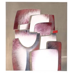 Brutalist Abstract Enamel Wall Artwork in Red Tones, 1980s