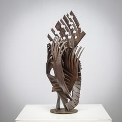 Brutalist Abstract Iron Sculpture, Signed CH, Netherlands, 1960s
