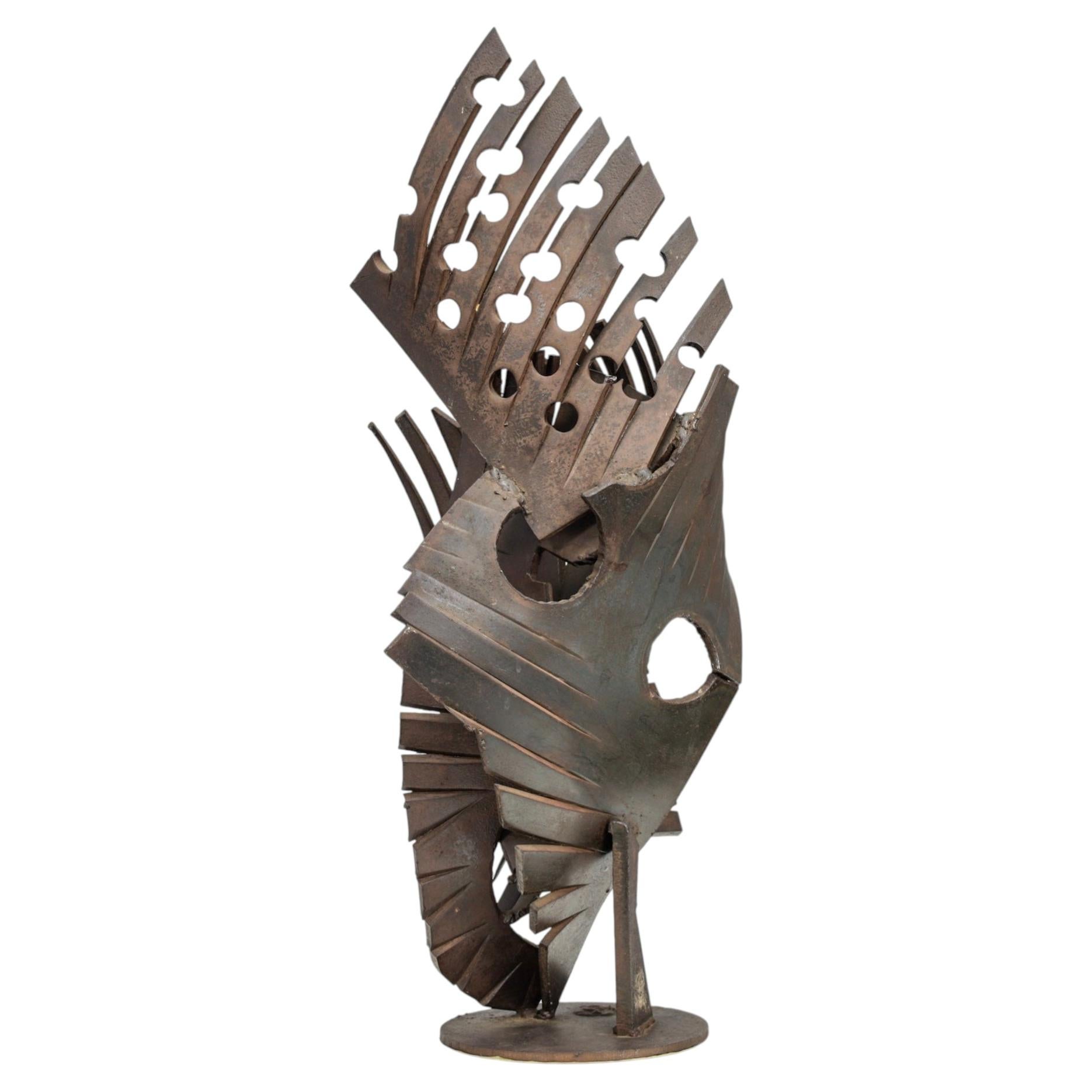 Brutalist Abstract Iron Sculpture, Signed CH, Netherlands, 1960s