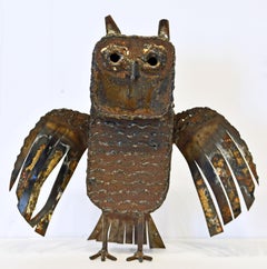 Brutalist Abstract Metal Figure of an Owl by Noted Mexican Artist M. Felguerez
