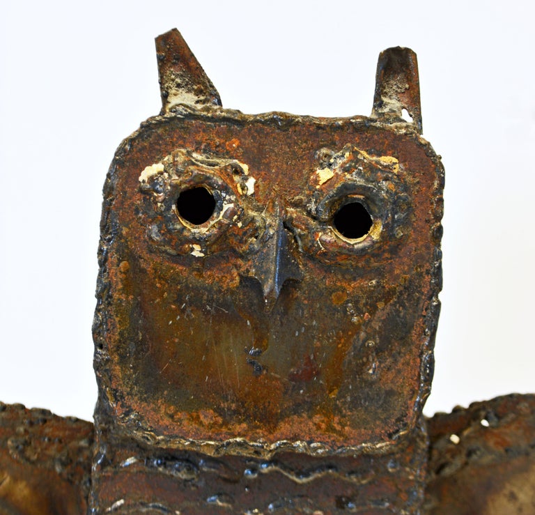 20th Century Brutalist Abstract Metal Figure of an Owl by Noted Mexican Artist M. Felguerez For Sale