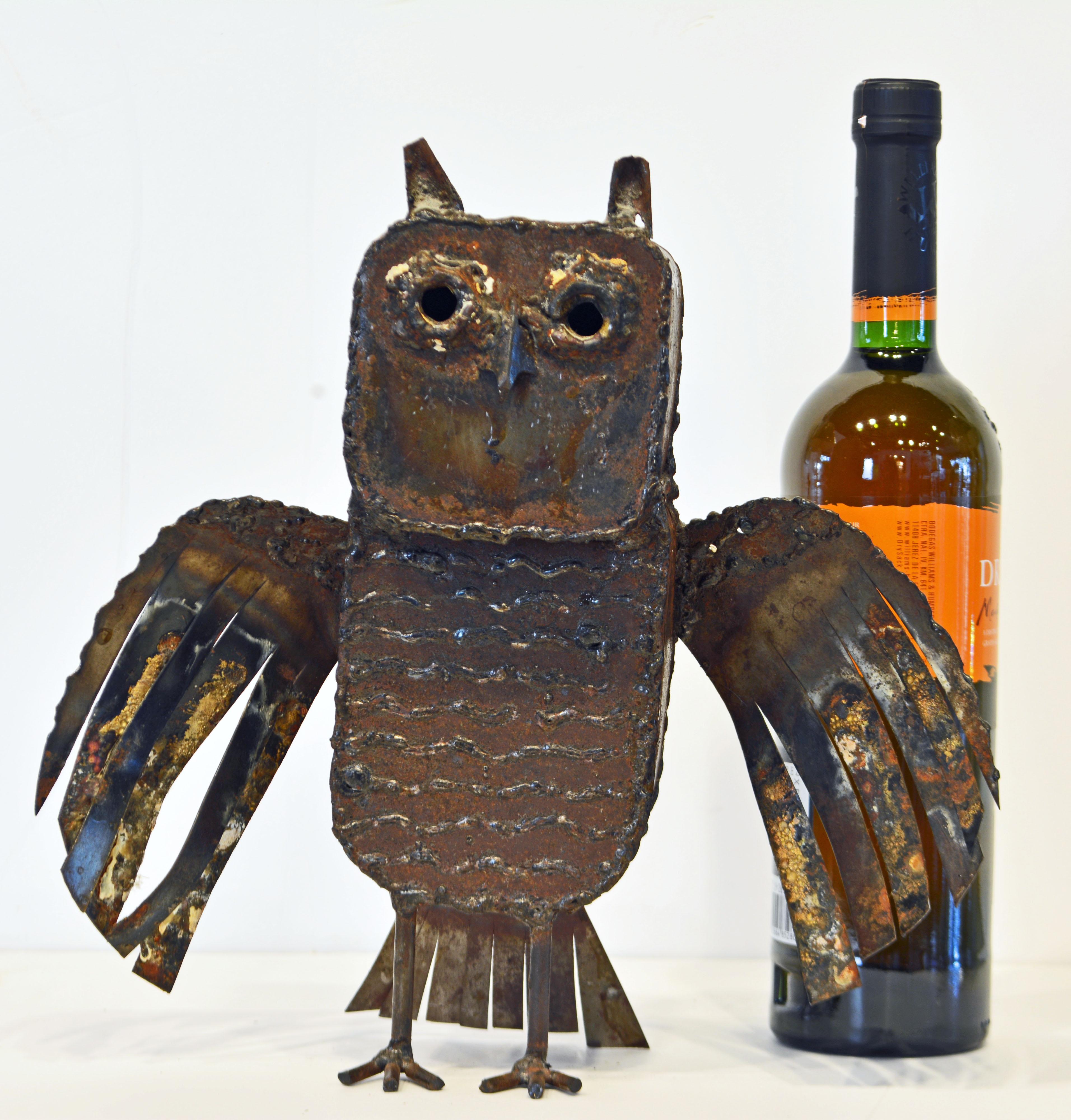 20th Century Brutalist Abstract Metal Figure of an Owl by Noted Mexican Artist M. Felguerez