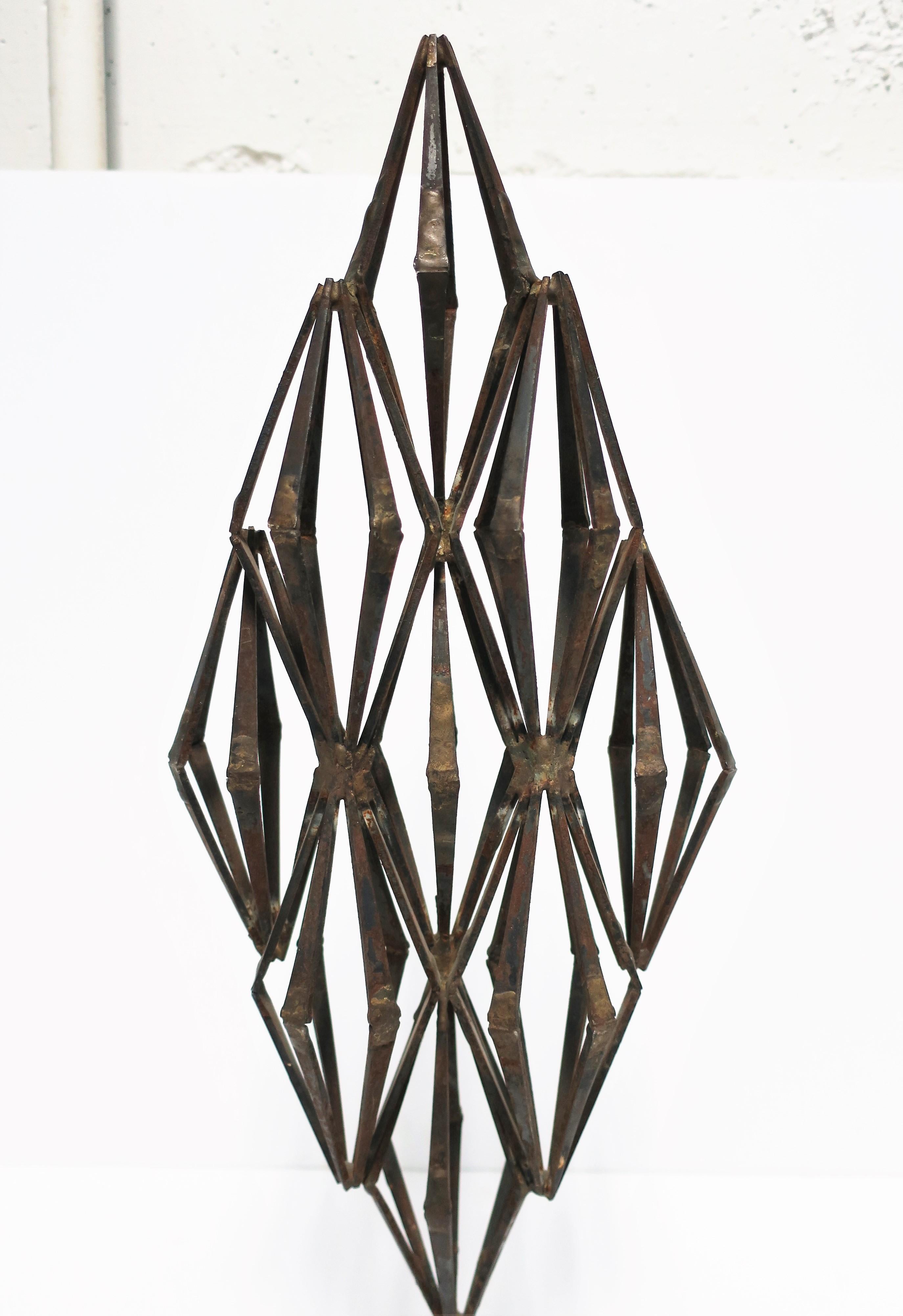 Brutalist Metal Sculpture with Marque Shape For Sale 5