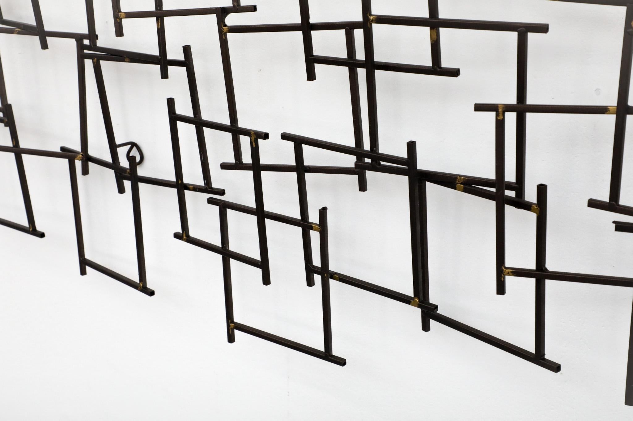 Brutalist Abstract Metal Wall Art Constructed of Spiked Nails 4