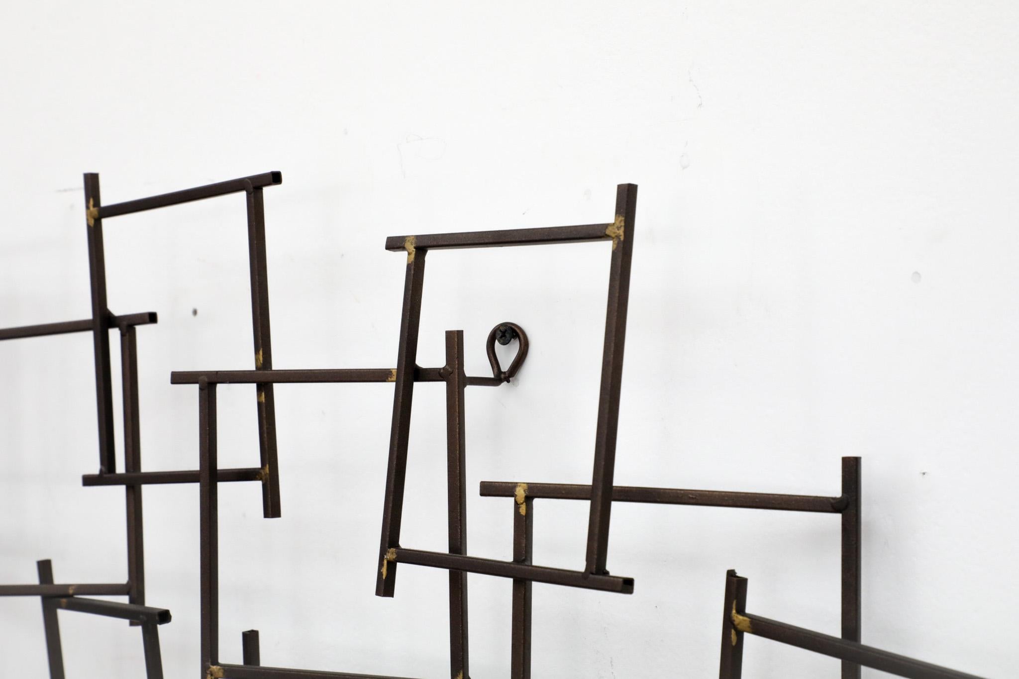 Brutalist Abstract Metal Wall Art Constructed of Spiked Nails 5