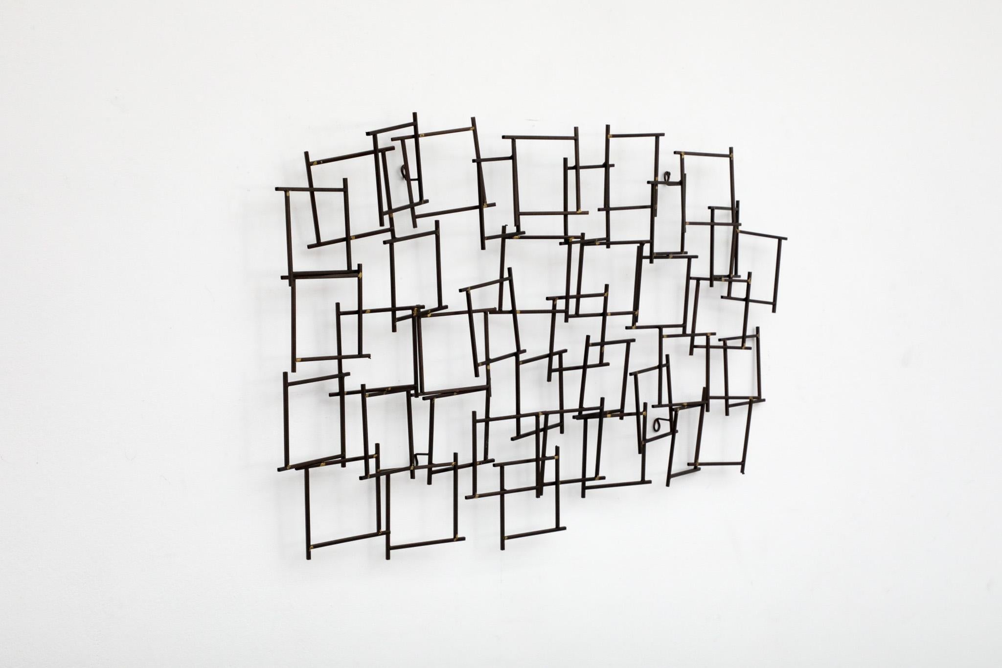 Dutch Brutalist Abstract Metal Wall Art Constructed of Spiked Nails
