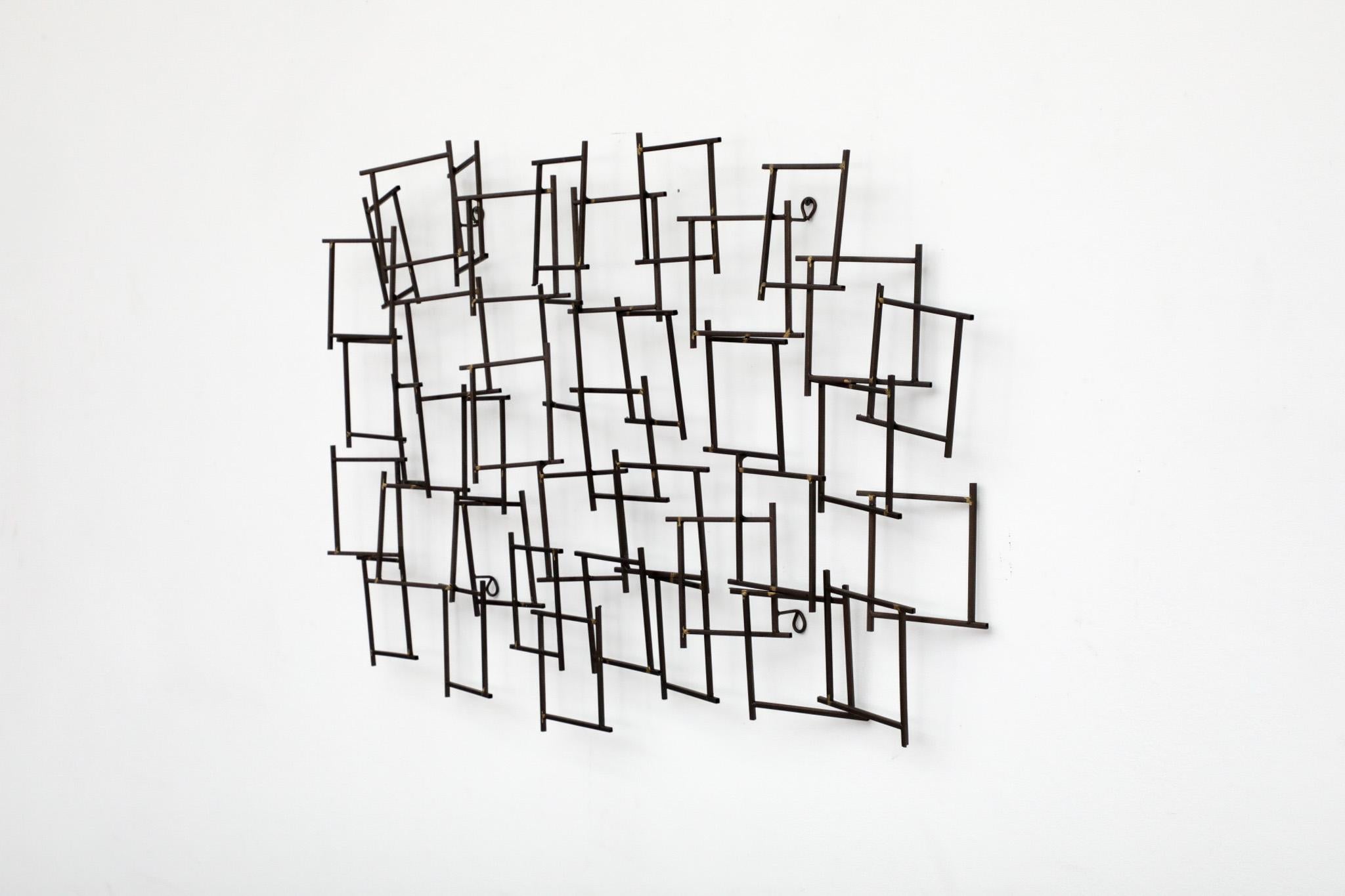 Brutalist Abstract Metal Wall Art Constructed of Spiked Nails In Good Condition In Los Angeles, CA