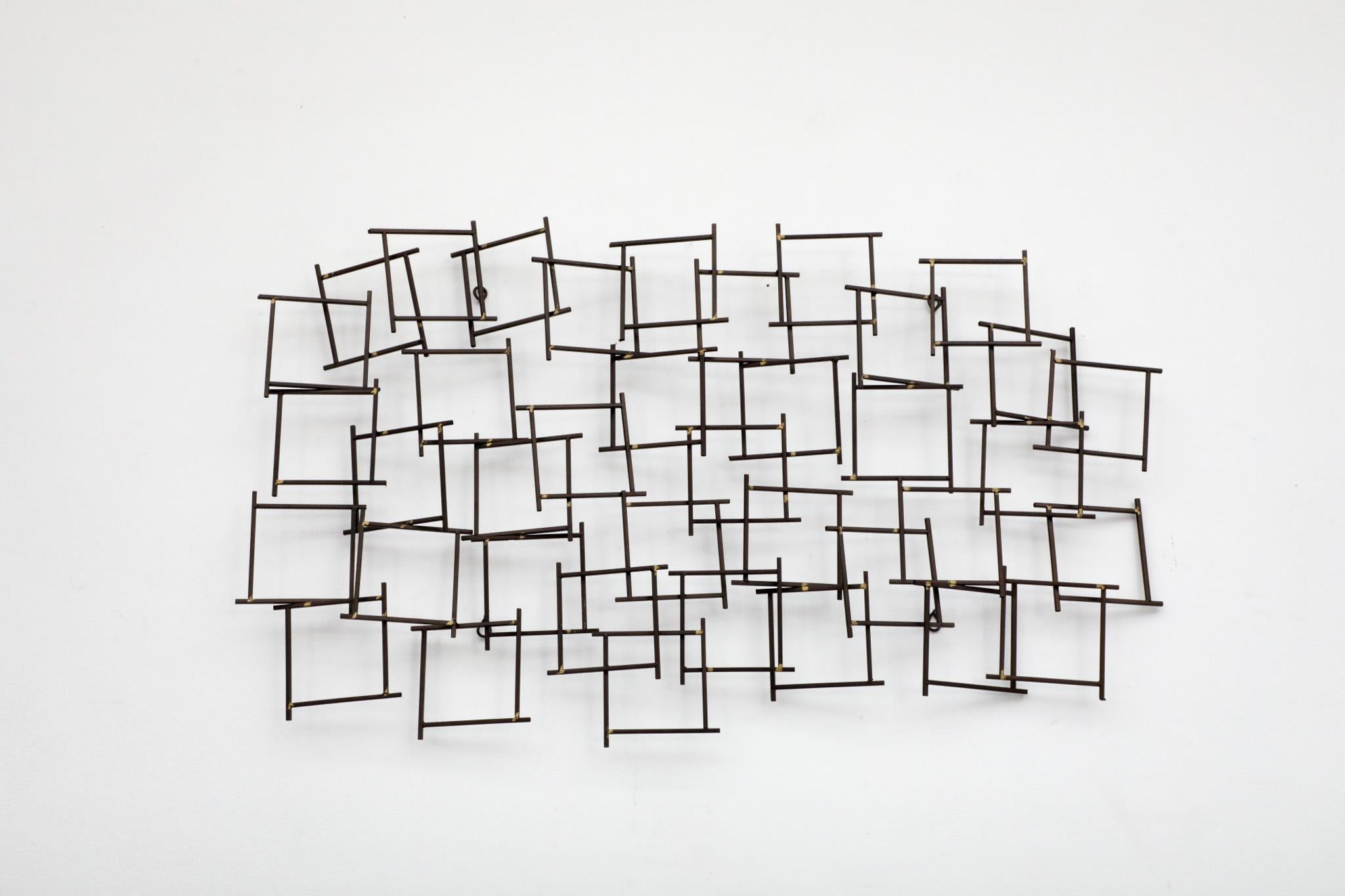 20th Century Brutalist Abstract Metal Wall Art Constructed of Spiked Nails