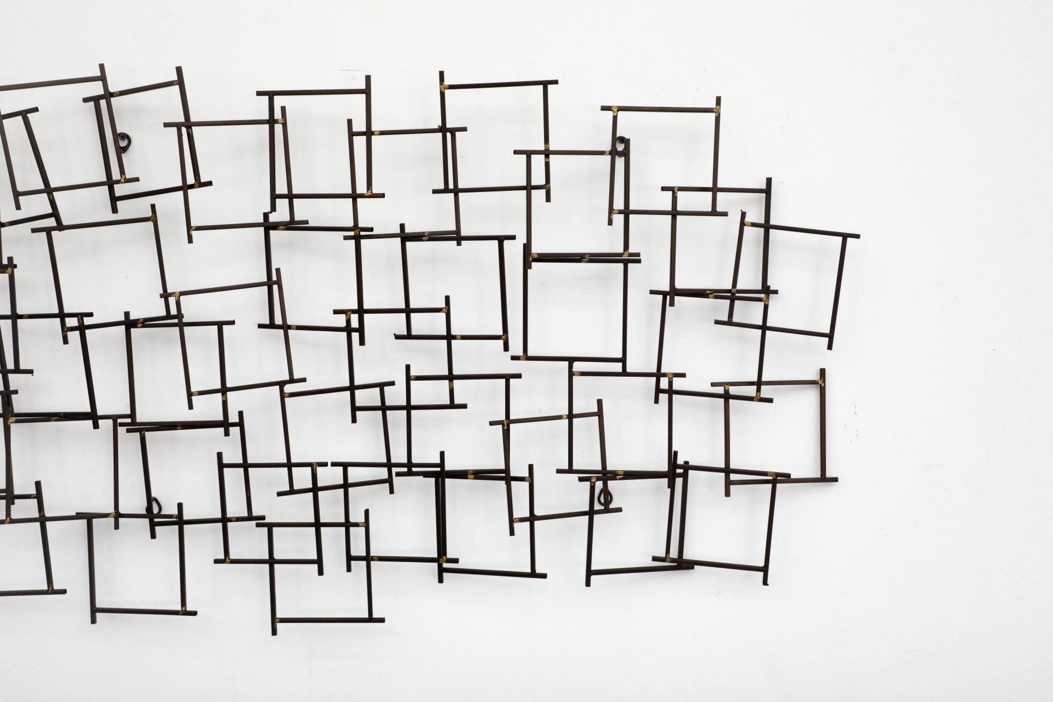 Brutalist Abstract Metal Wall Art Constructed of Spiked Nails 1