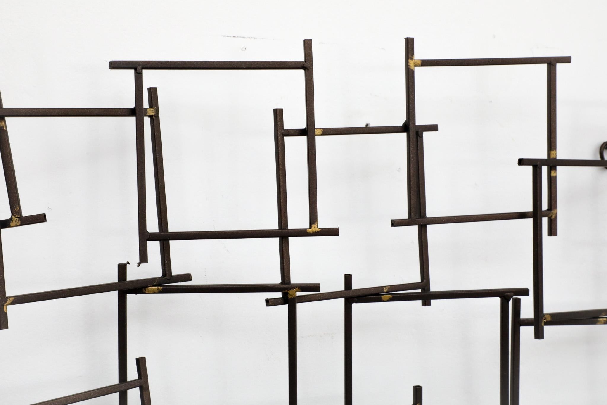 Brutalist Abstract Metal Wall Art Constructed of Spiked Nails 3