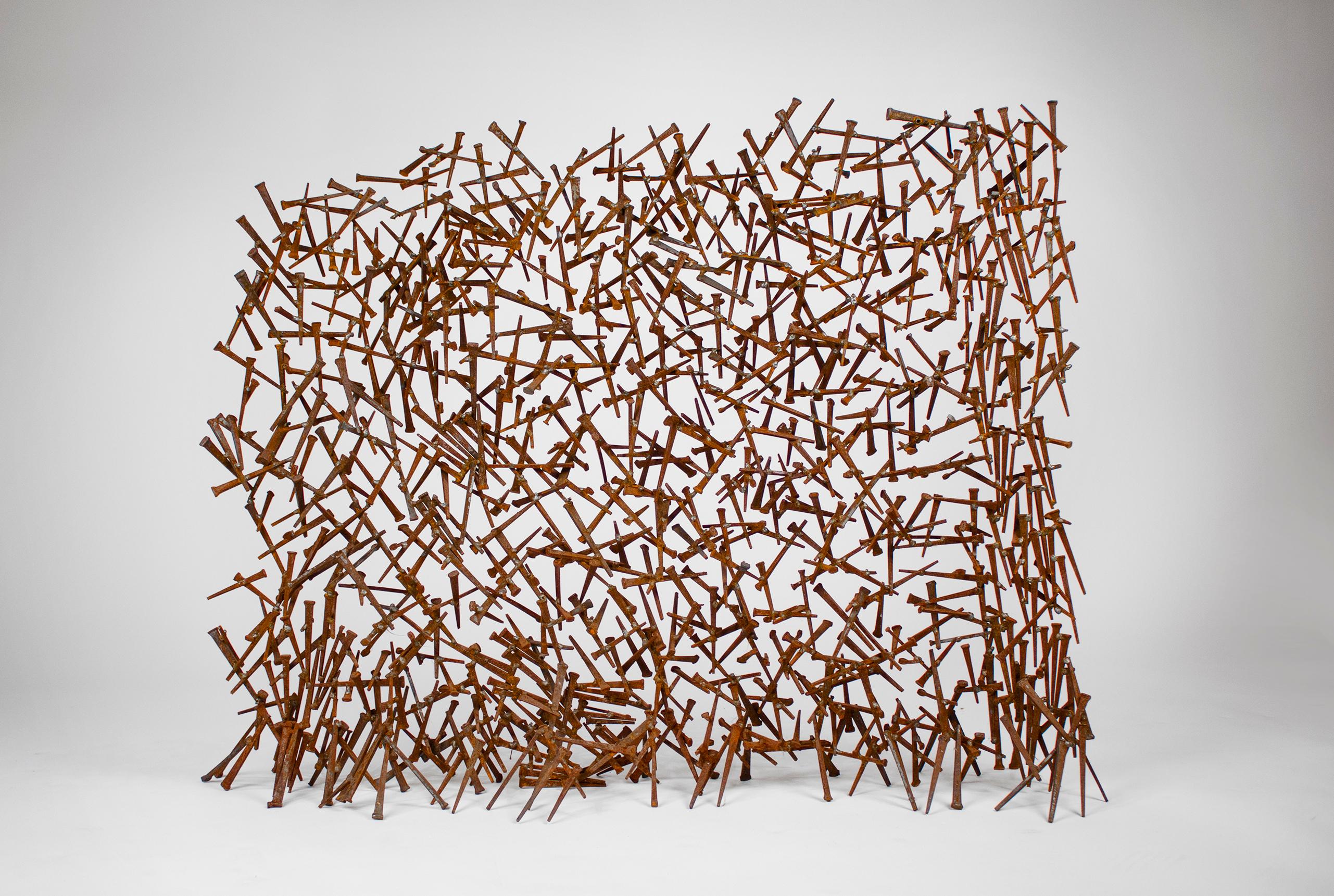 American Brutalist Abstract Nail Sculpture in the Style of Harry Bertoia For Sale