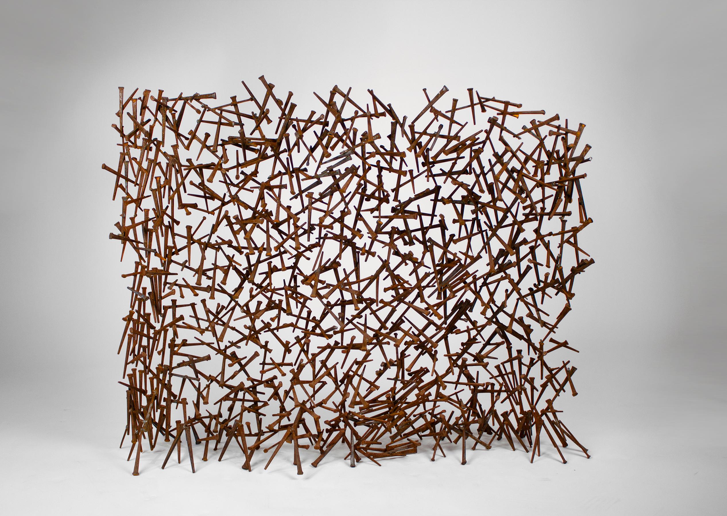 Brutalist Abstract Nail Sculpture in the Style of Harry Bertoia In Good Condition For Sale In Dallas, TX