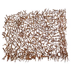 Brutalist Abstract Nail Sculpture in the Style of Harry Bertoia