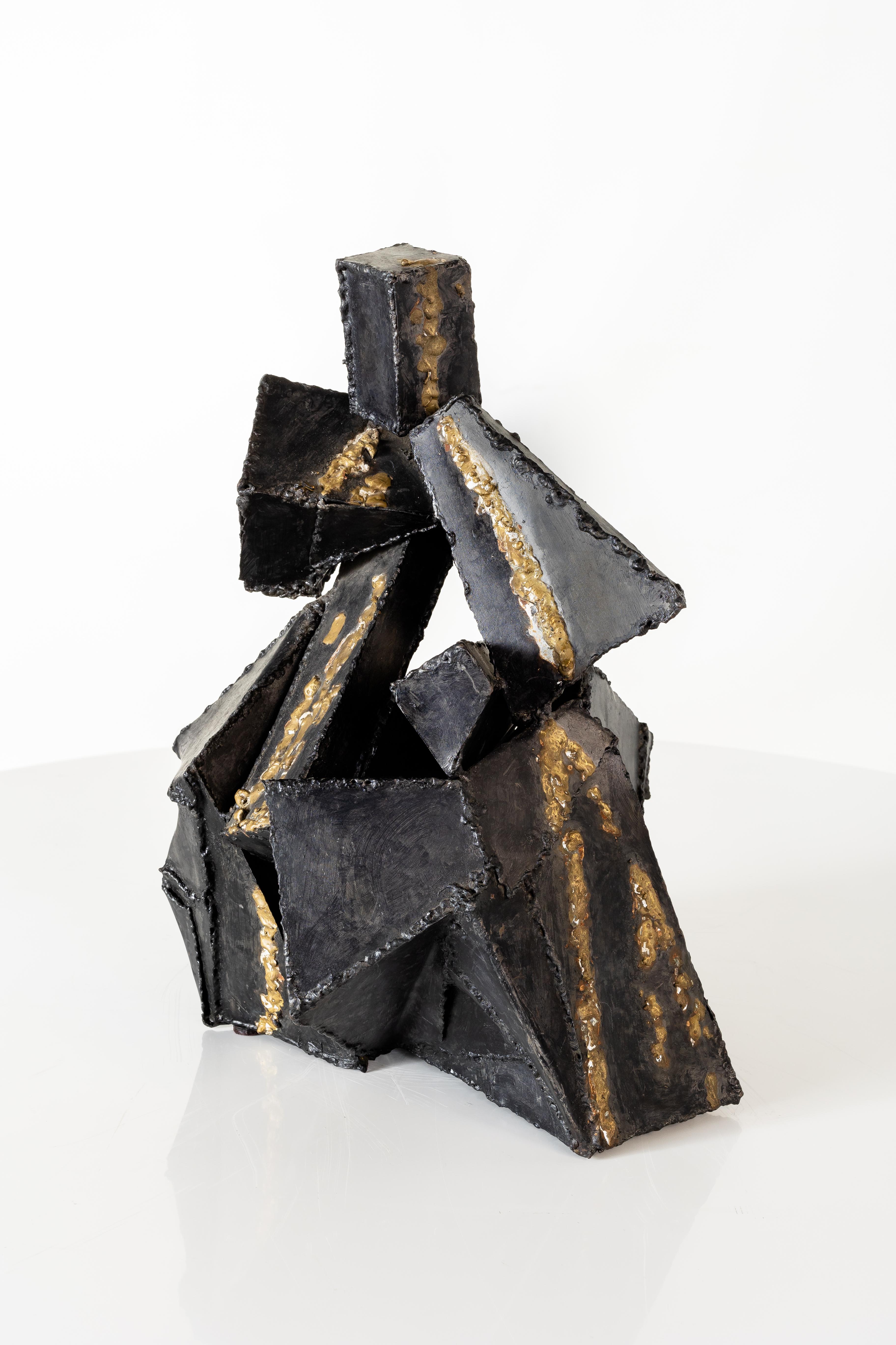 Metal Brutalist Abstract Sculpture by Thea Wisser
