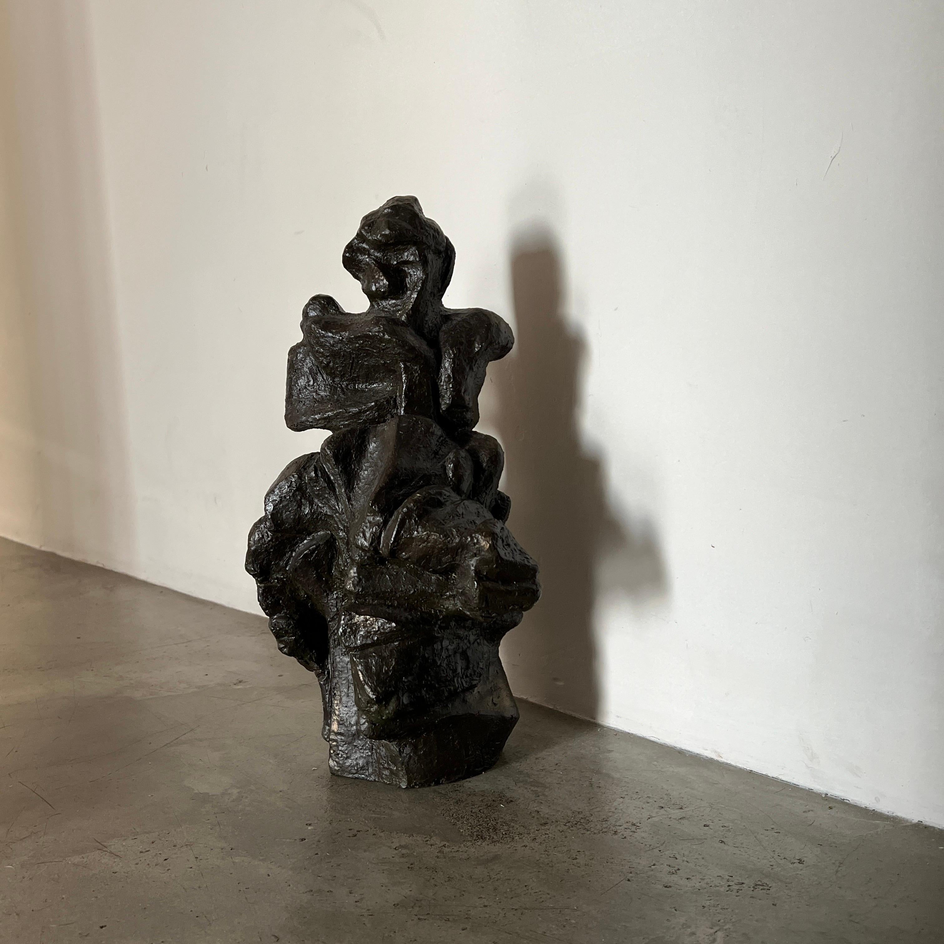 Abstrakte brutalistische Skulptur aus schwarzer Keramik, Niederländisch, 1960er Jahre (Ton) im Angebot