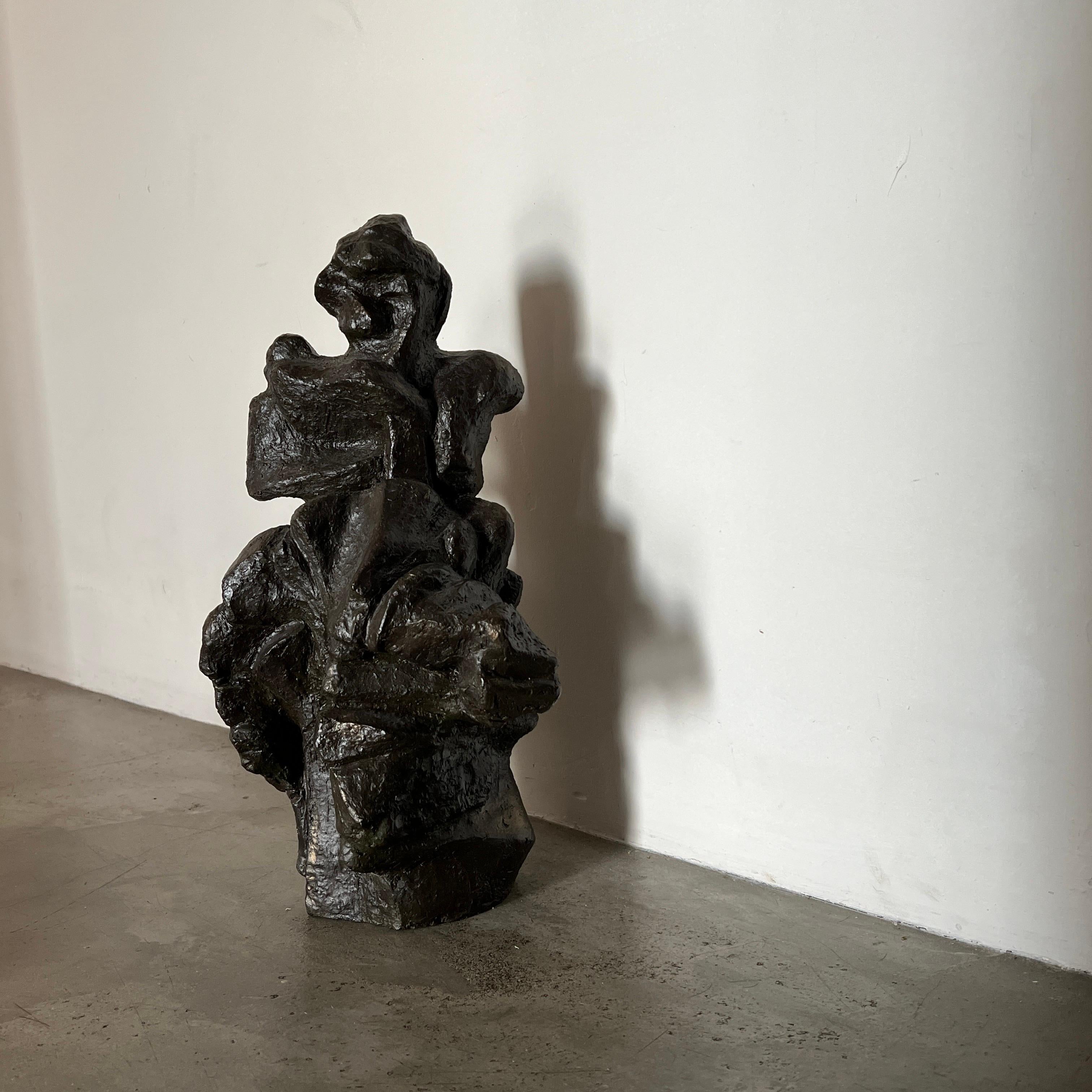 Abstrakte brutalistische Skulptur aus schwarzer Keramik, Niederländisch, 1960er Jahre im Angebot 2