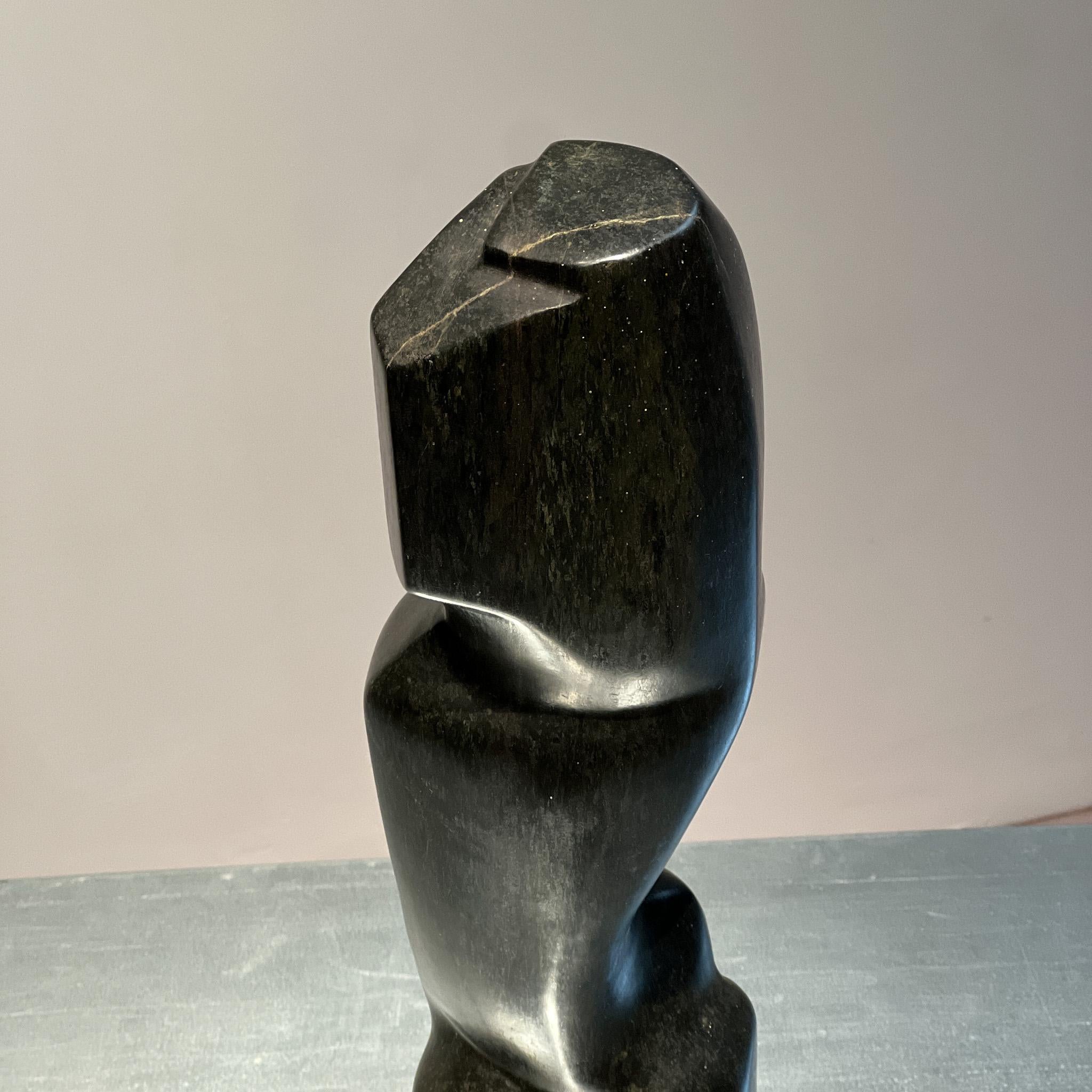 Brutalist abstract sculpture in black stone, Dutch, 1960s 4