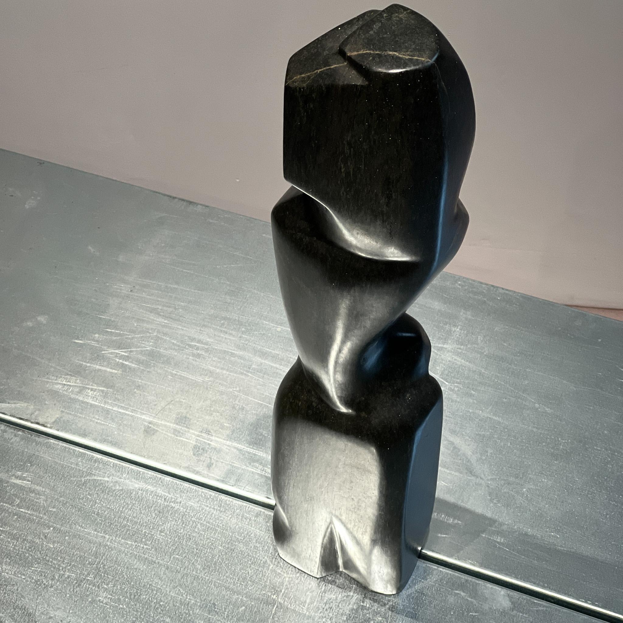 Brutalist abstract sculpture in black stone, Dutch, 1960s 5