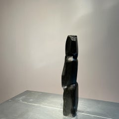 Brutalist abstract sculpture in black stone, Dutch, 1960s
