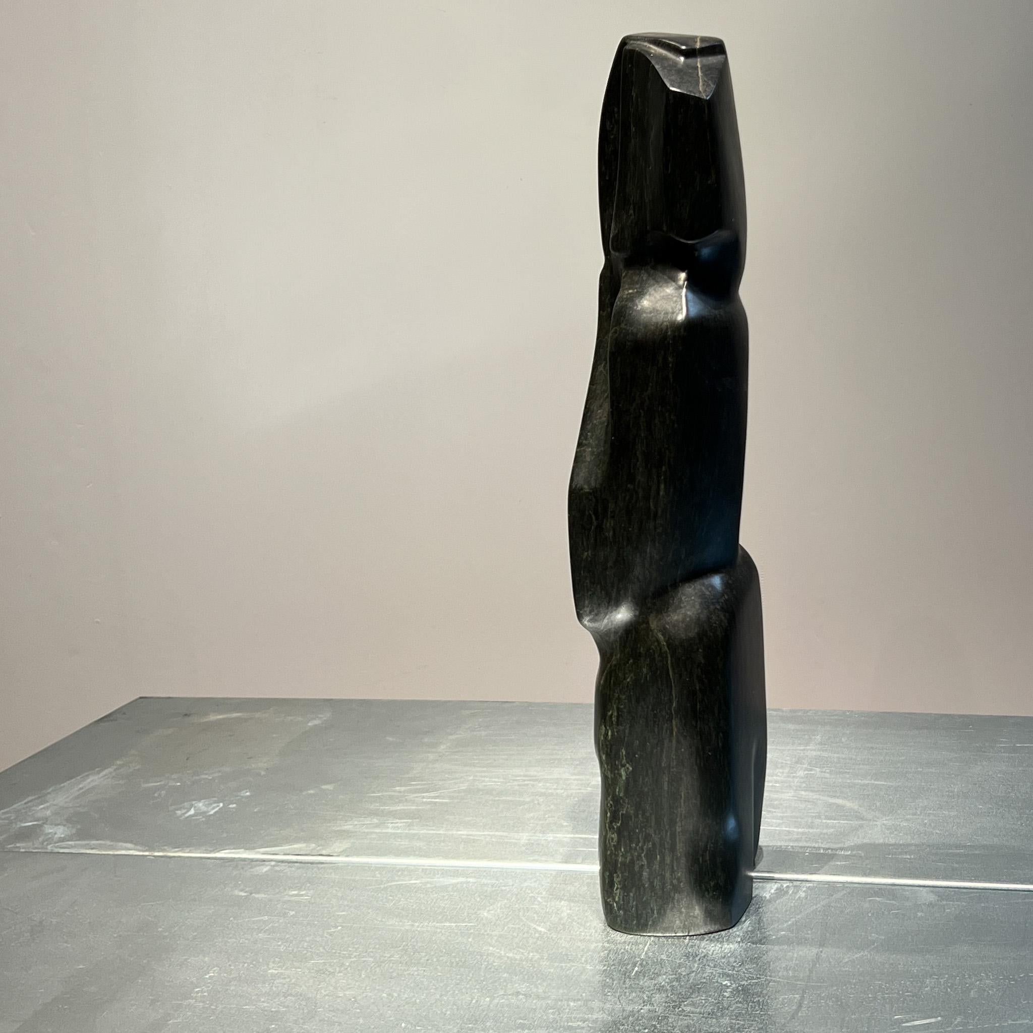Mid-Century Modern Brutalist abstract sculpture in black stone, Dutch, 1960s