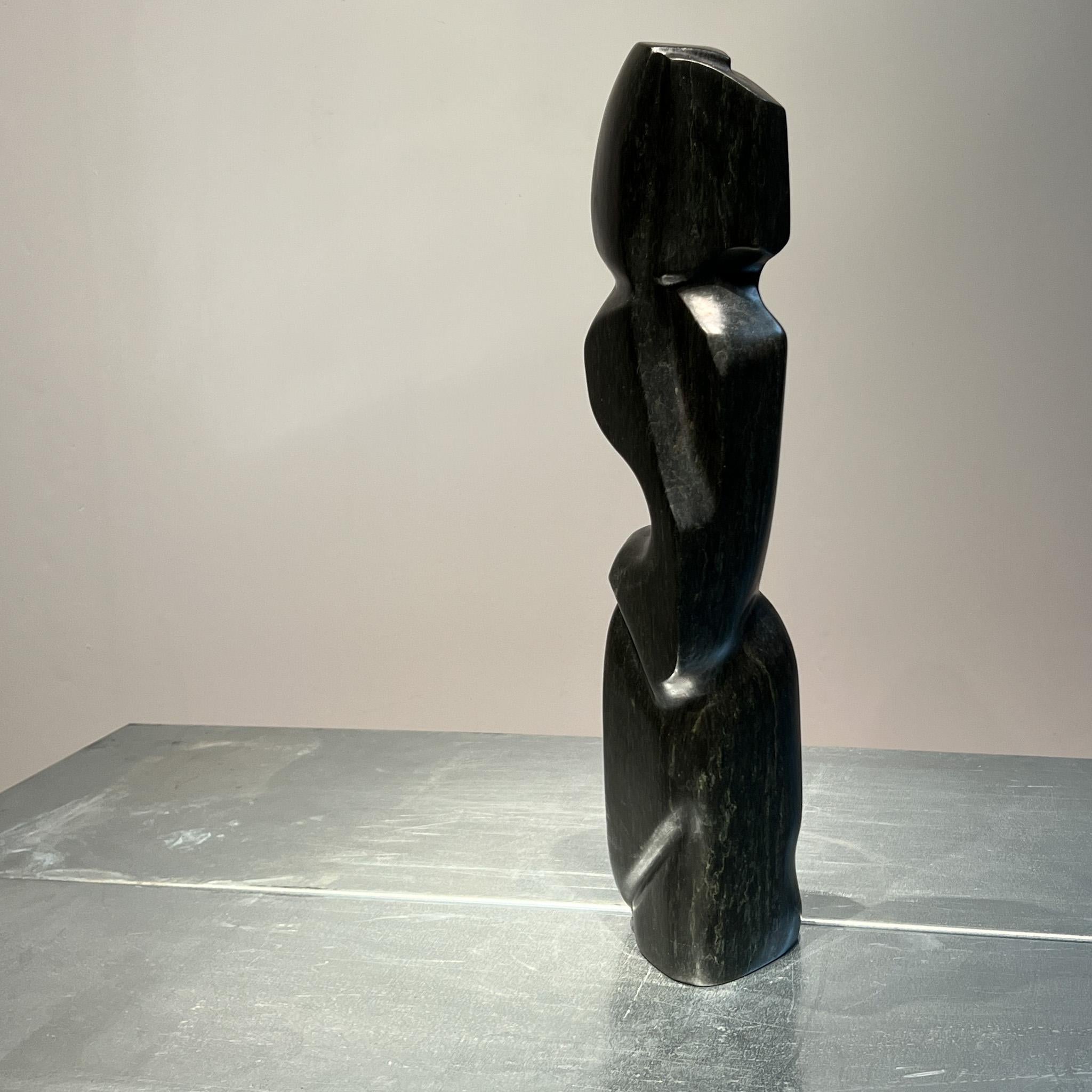 Hand-Crafted Brutalist abstract sculpture in black stone, Dutch, 1960s