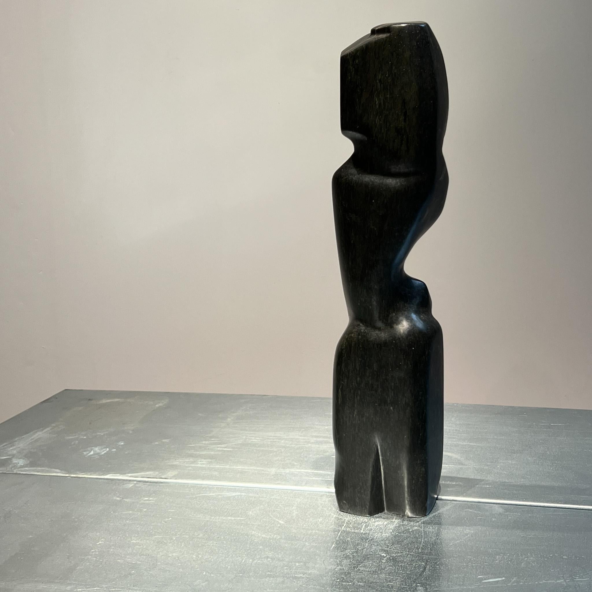 Clay Brutalist abstract sculpture in black stone, Dutch, 1960s