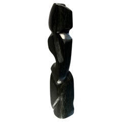 Brutalist abstract sculpture in black stone, Dutch, 1960s