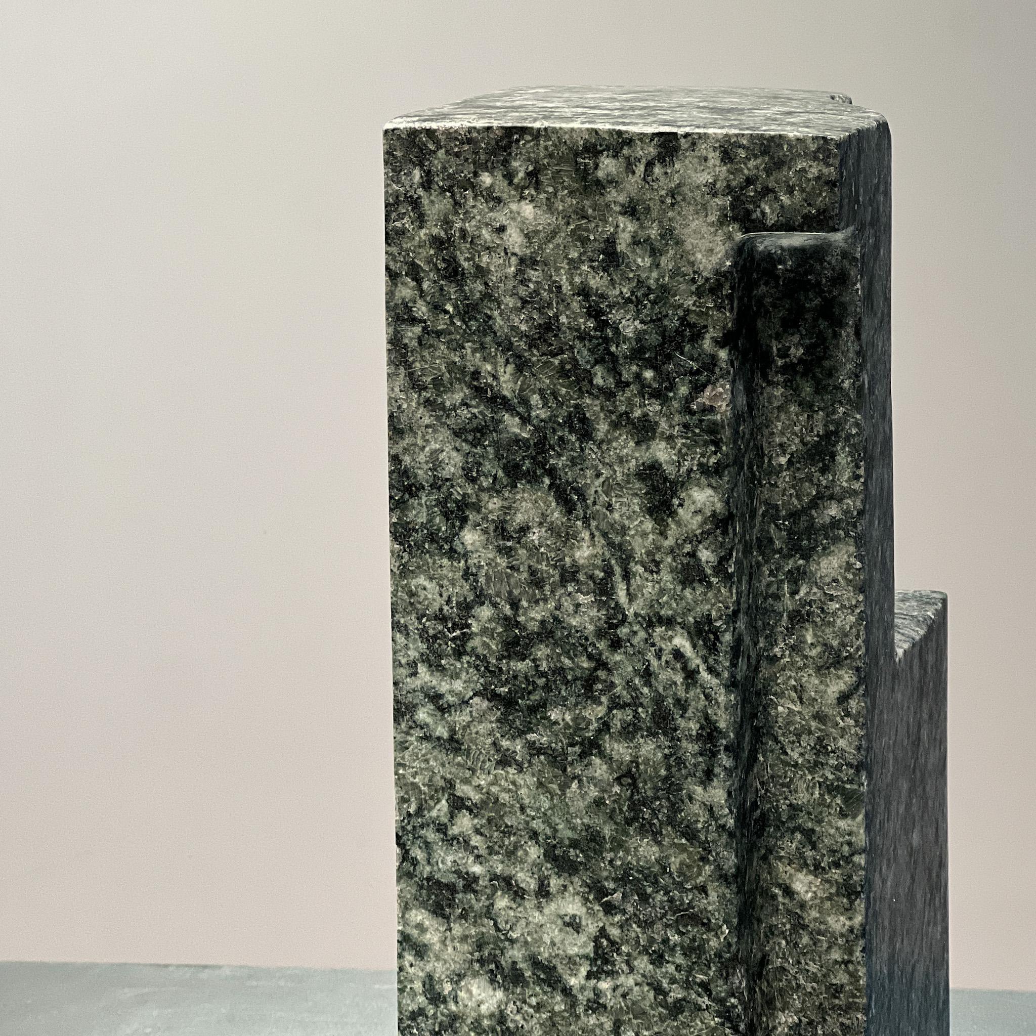 Granite Brutalist abstract sculpture in green granite, Dutch, 1960s, Wotruba style For Sale