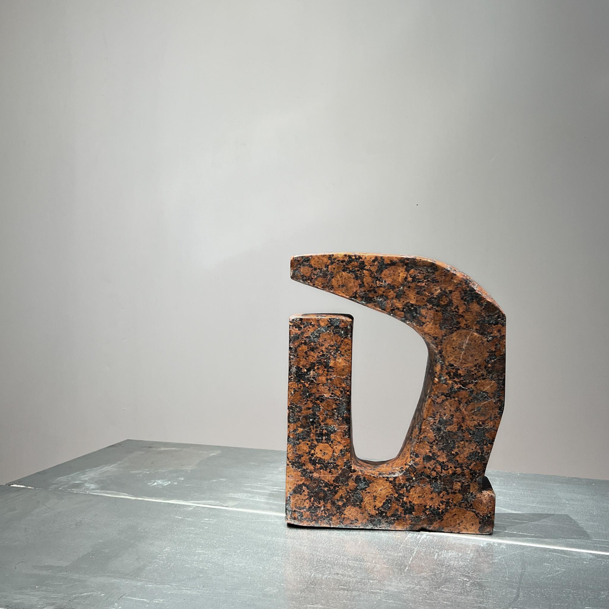 Mid-Century Modern Brutalist abstract sculpture in pink granite, Dutch, 1960s, Henry Moore style