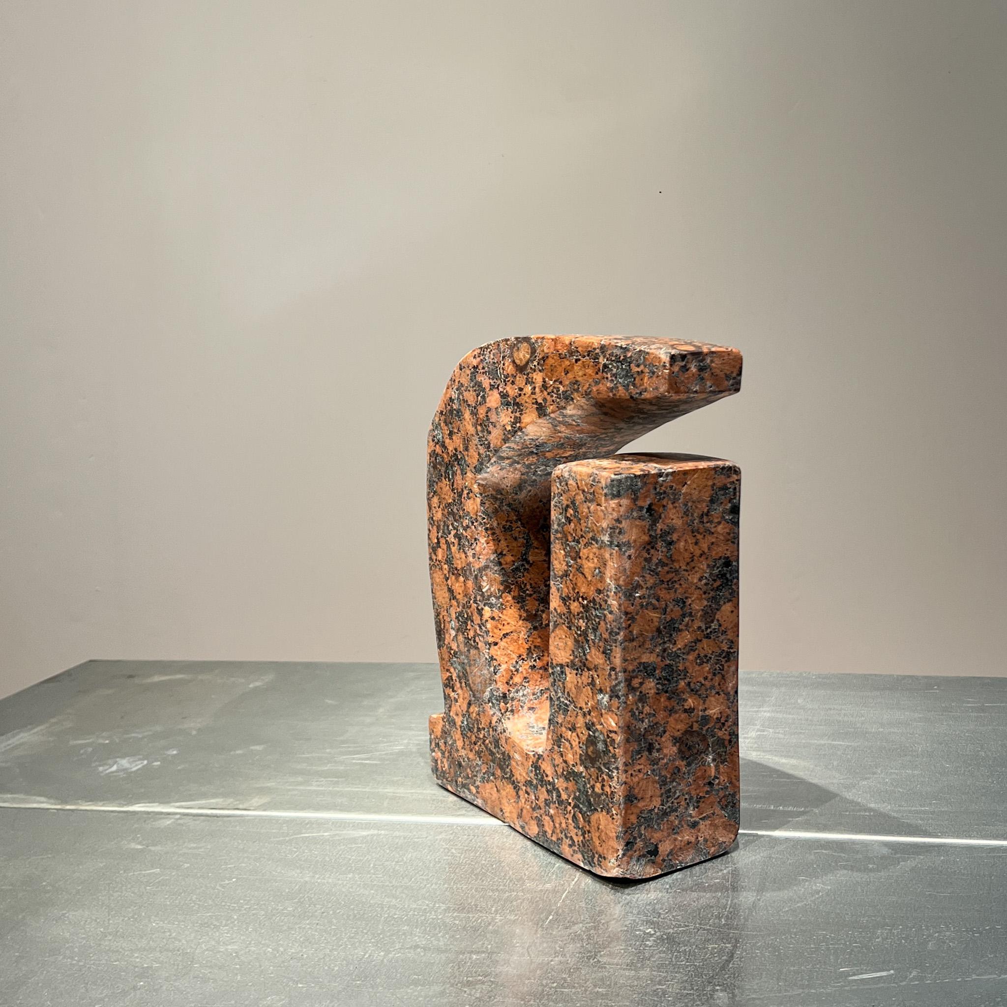 Brutalist abstract sculpture in pink granite, Dutch, 1960s, Henry Moore style 2