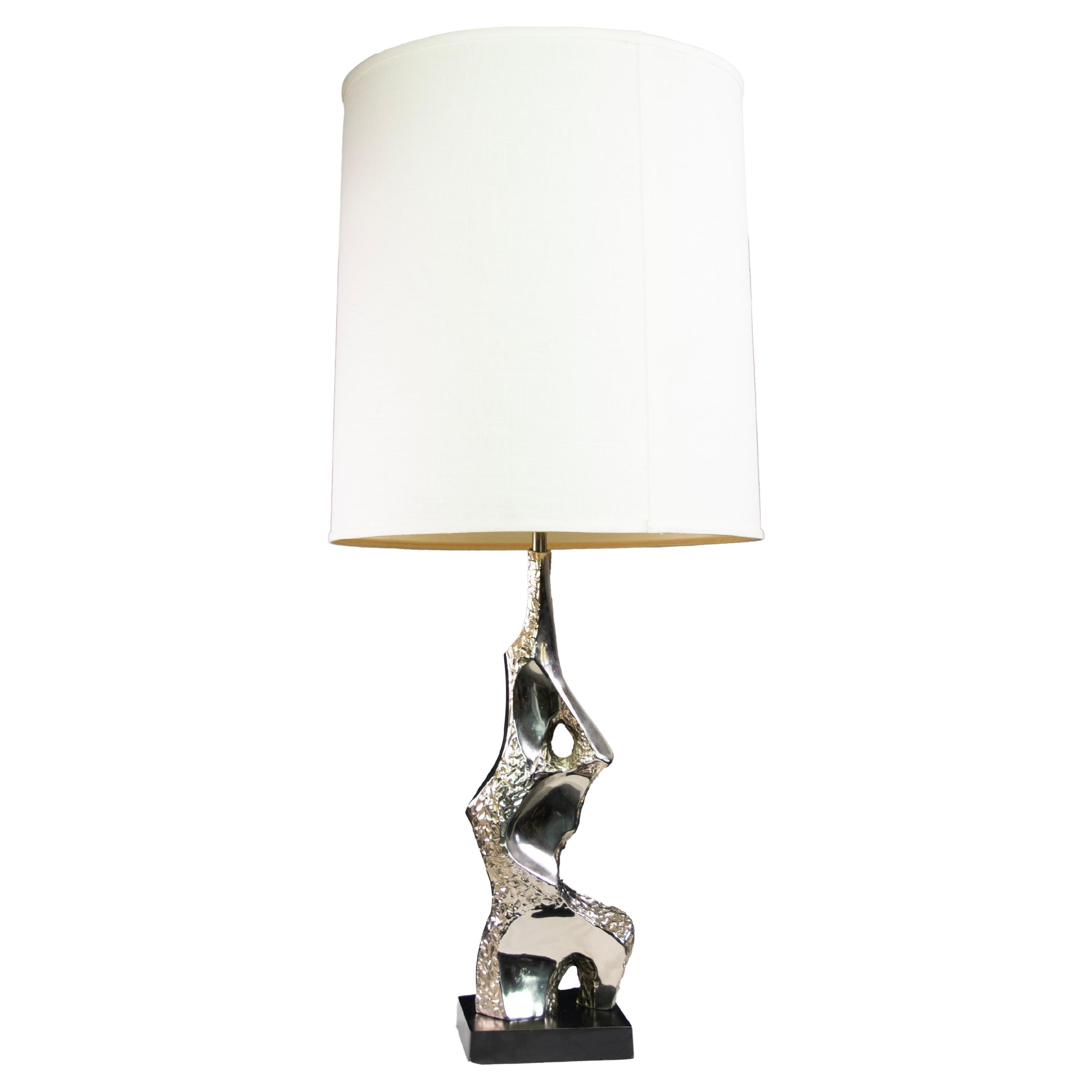 Brutalist Abstract "Sitting Nude" Chrome Lamp by Richard Barr for Laurel Lamp Co For Sale