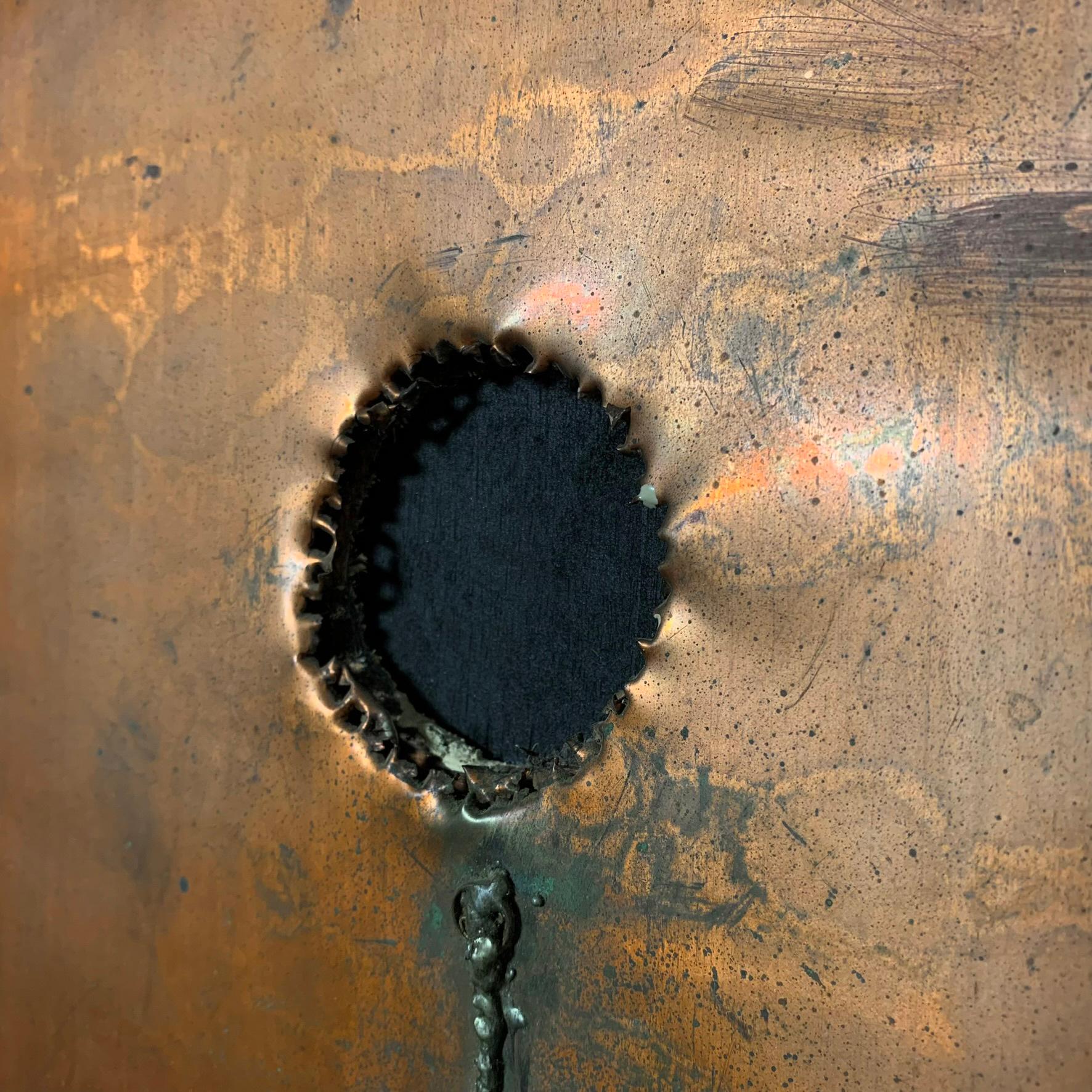 Late 20th Century Brutalist Abstract Wall Mount Copper Sculpture by Lee Chau-Chin, d. 1970