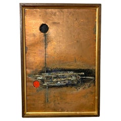 Brutalist Abstract Wall Mount Copper Sculpture by Lee Chau-Chin, d. 1970