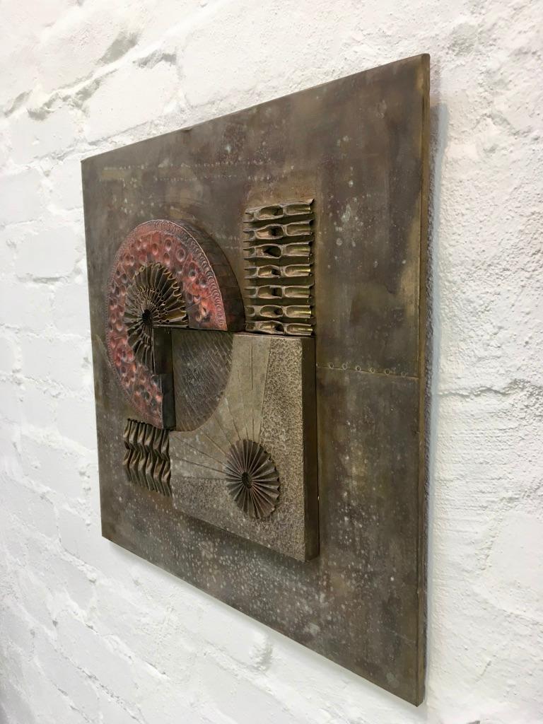 Brutalist Abstract Wall Sculpture in Brass and Copper Stephen Chun, 1970s In Good Condition In Melbourne, AU