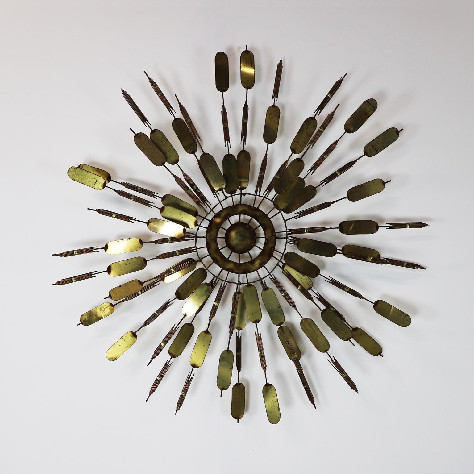 Metal Brutalist Abstract Wall Sculpture in the Style of Curtis Jere For Sale