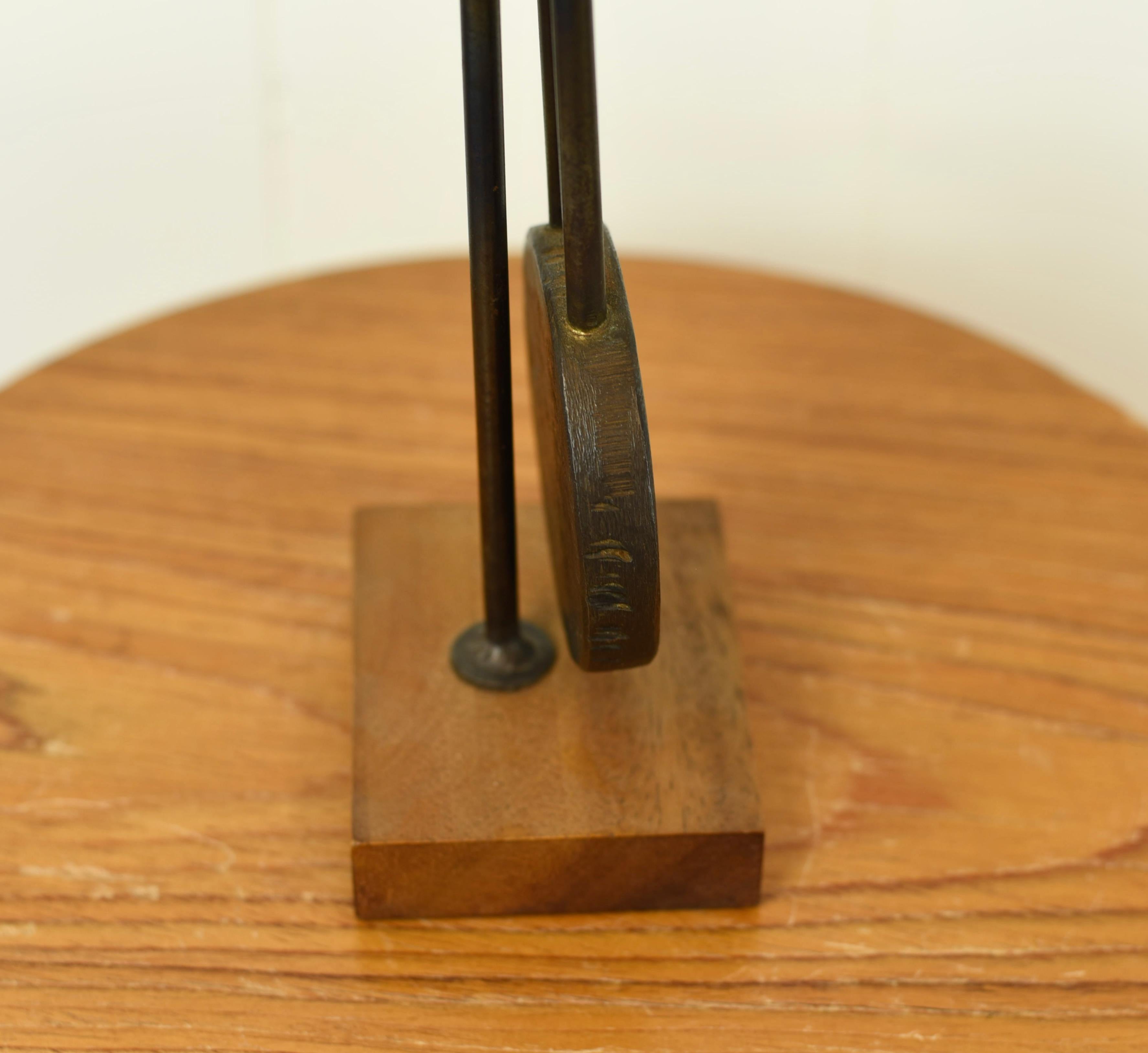 American Brutalist Abstract Welded Steel Pendulum Mid Century Modern Kinetic Sculpture For Sale