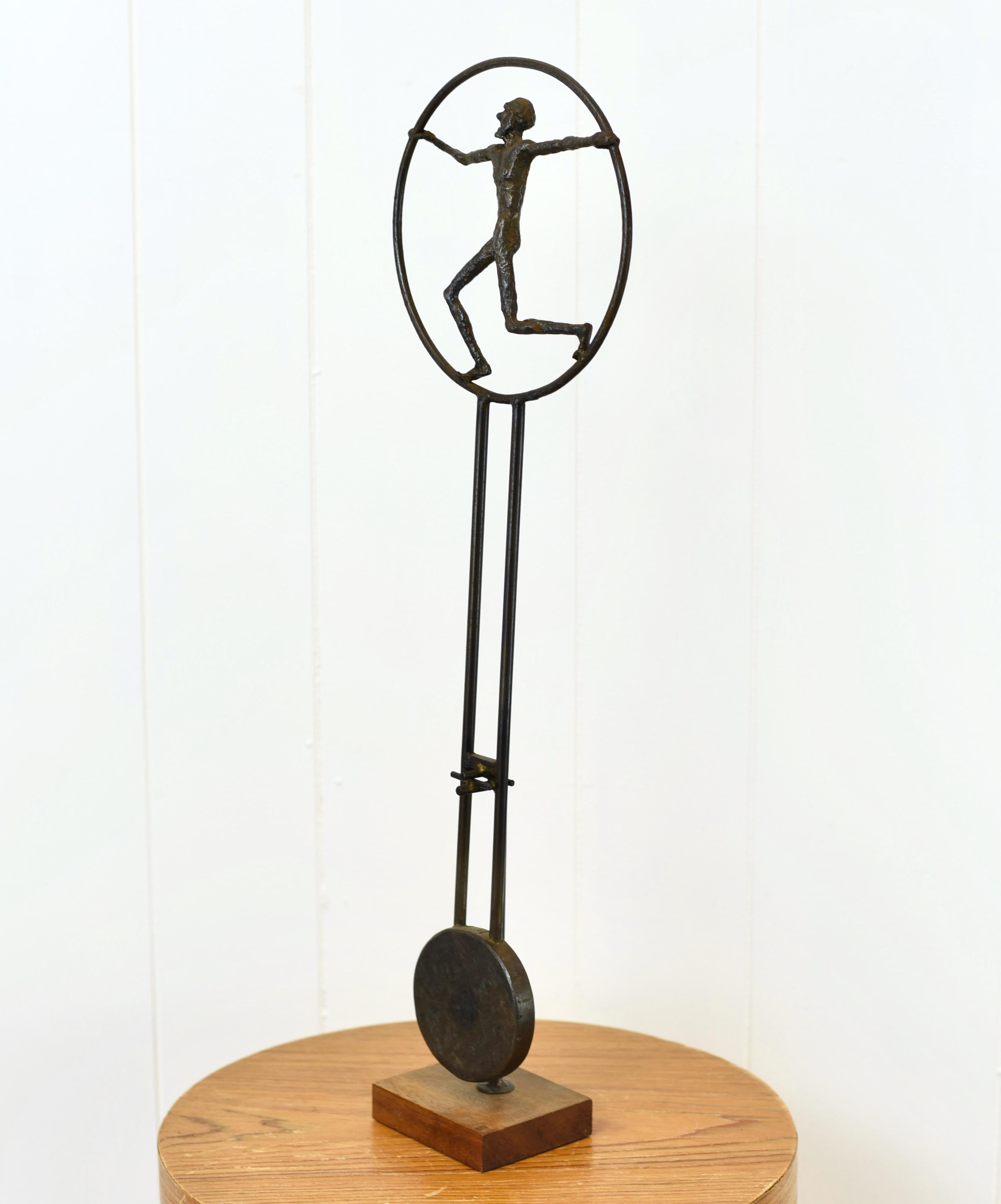 Brutalist Abstract Welded Steel Pendulum Mid Century Modern Kinetic Sculpture For Sale 2