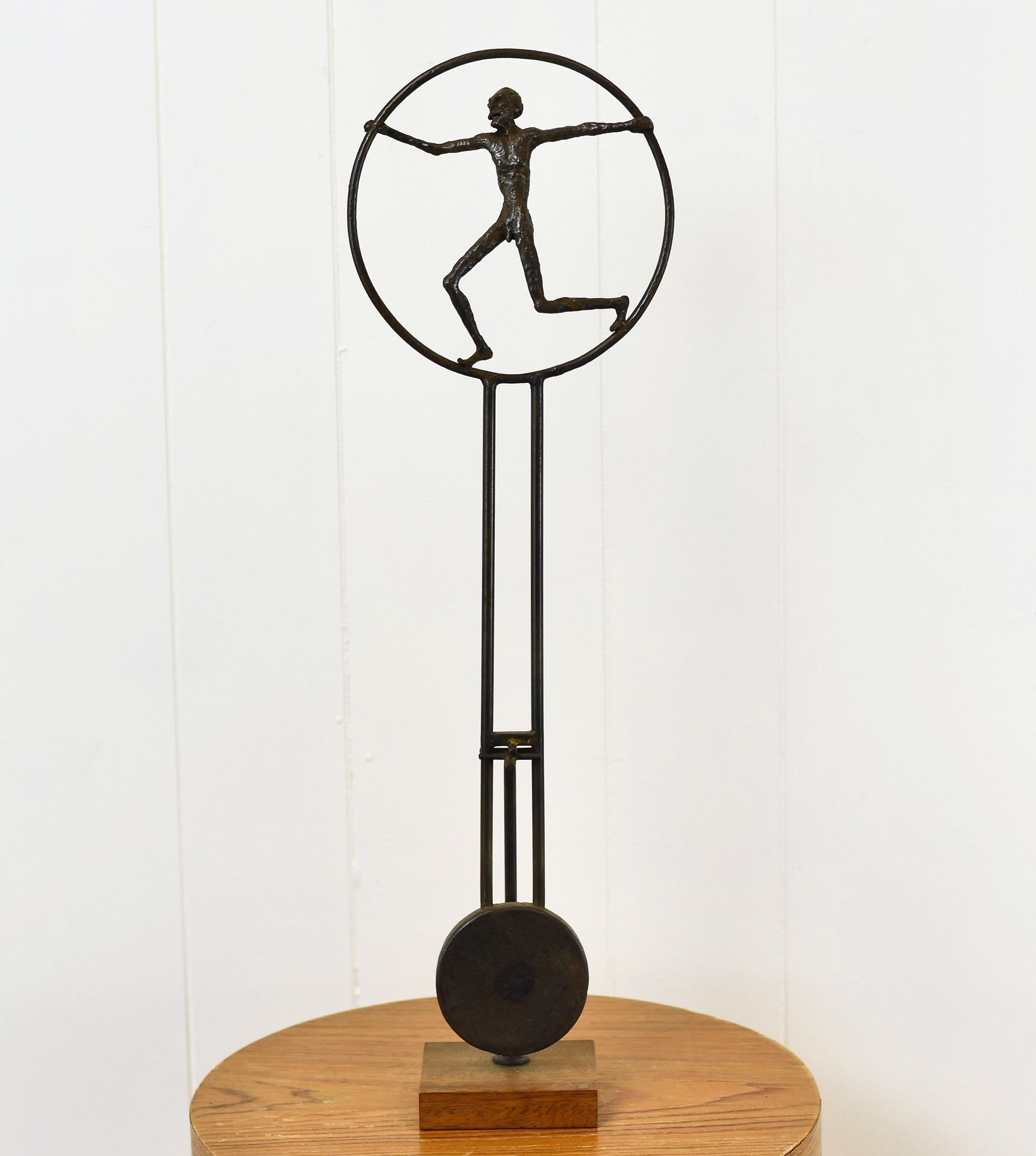Brutalist Abstract Welded Steel Pendulum Mid Century Modern Kinetic Sculpture For Sale 3