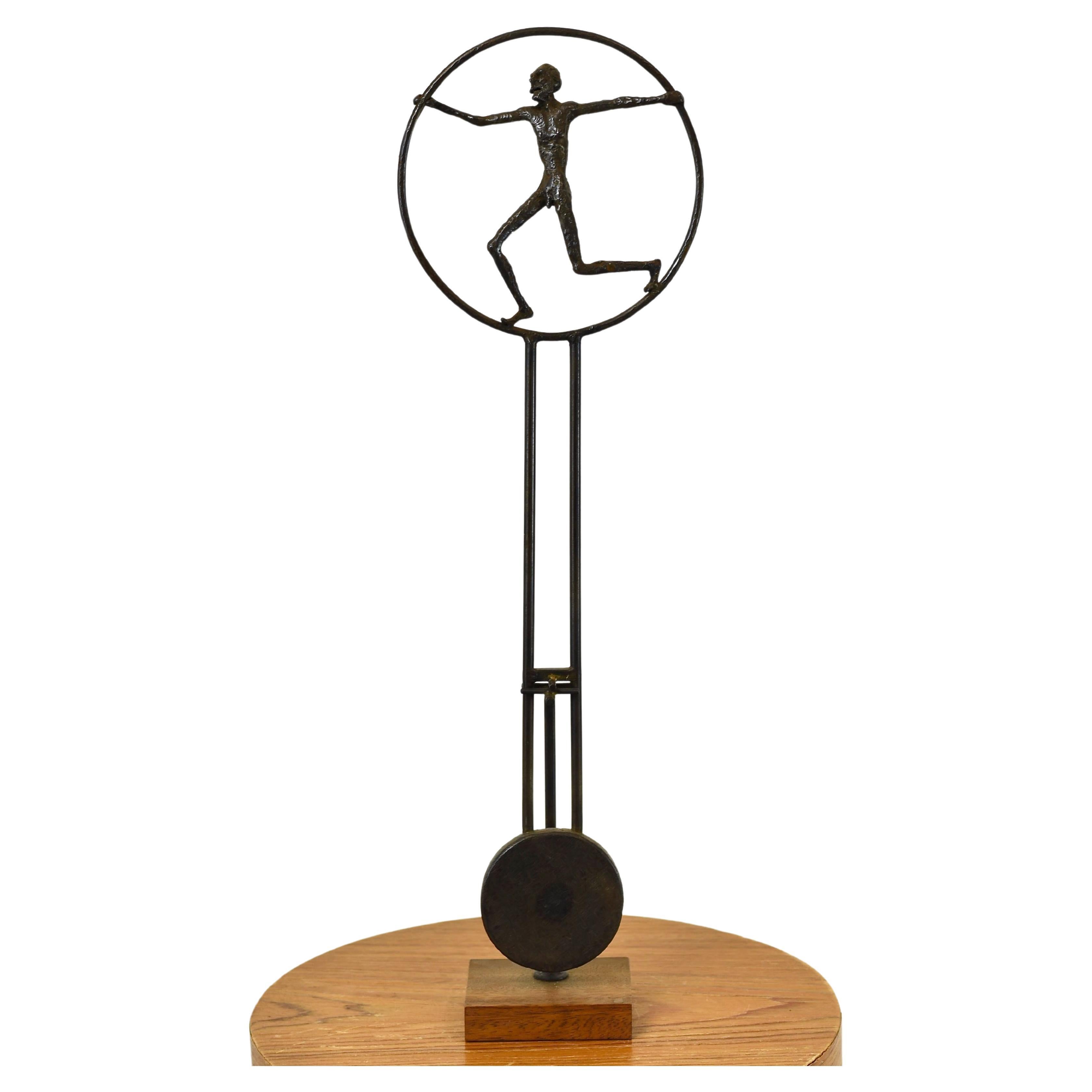 Brutalist Abstract Welded Steel Pendulum Mid Century Modern Kinetic Sculpture