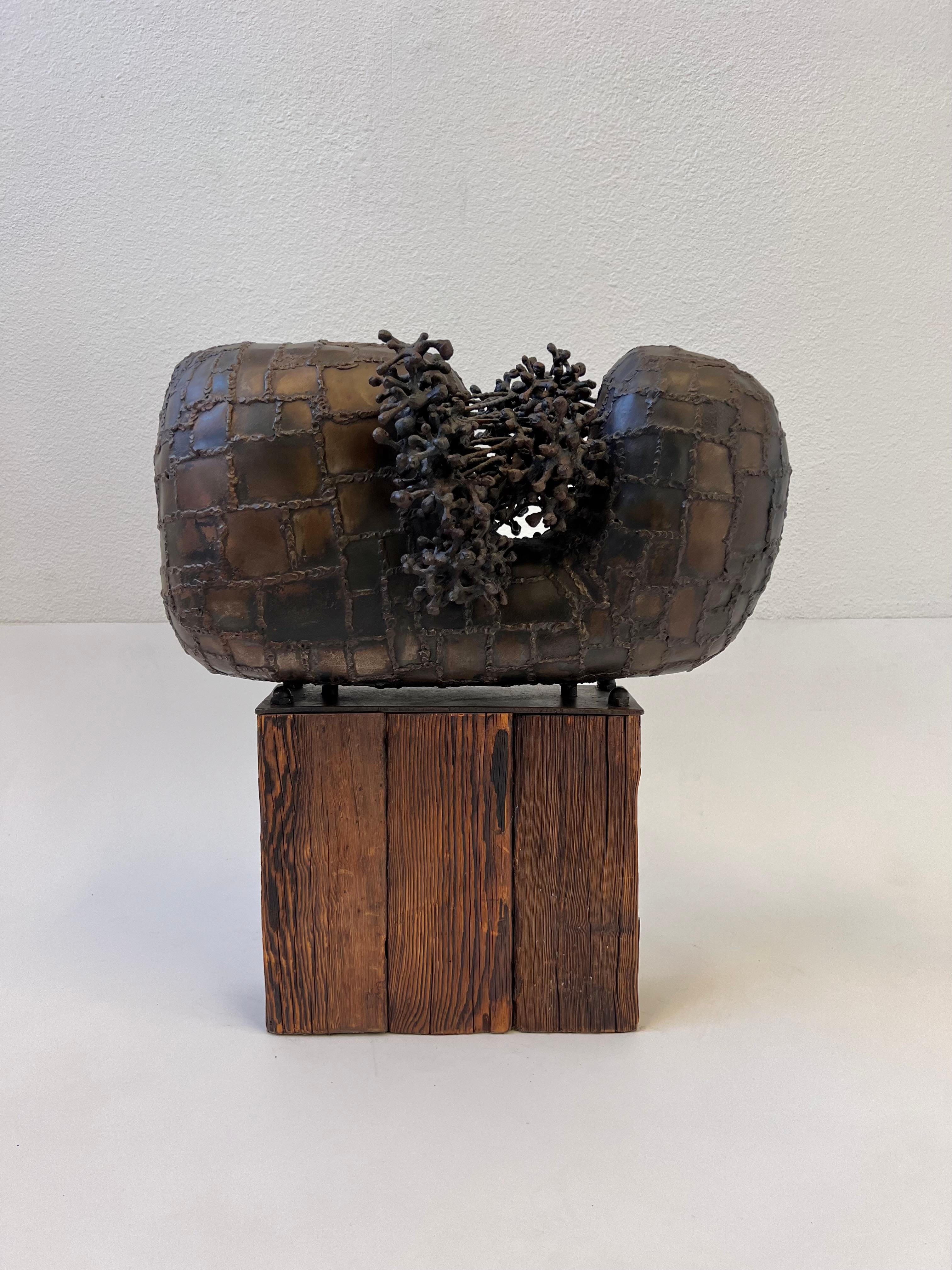 Late 20th Century Brutalist Abstract Welded Steel Sculpture  For Sale