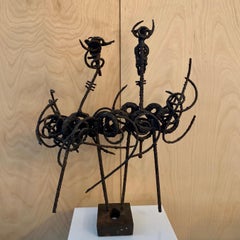 Brutalist Abstract Wrought Iron Sculpture by Franco Garelli