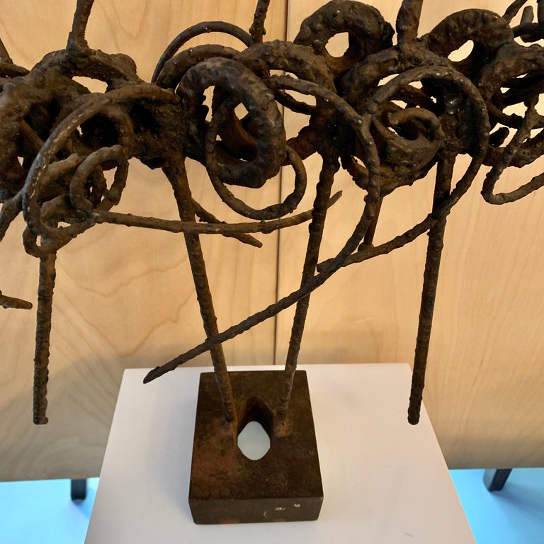Brutalist Abstract Wrought Iron Sculpture by Franco Garelli at 1stDibs