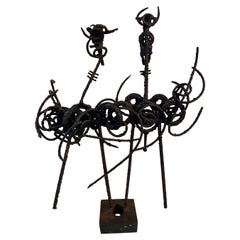Brutalist Abstract Wrought Iron Sculpture by Franco Garelli