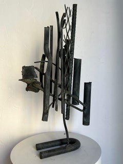 Brutalist abstract wrought iron sculpture from the 1970s