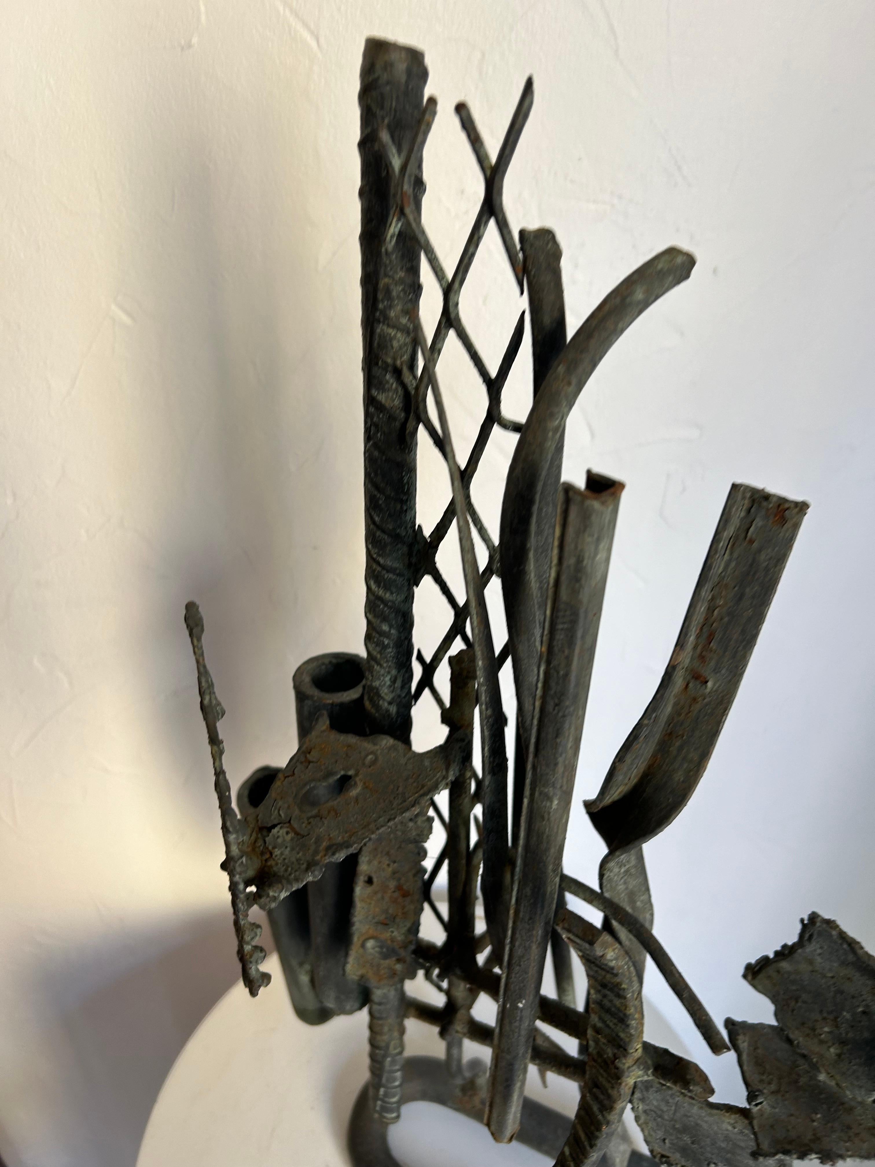 Late 20th Century Brutalist abstract wrought iron sculpture from the 1970s For Sale
