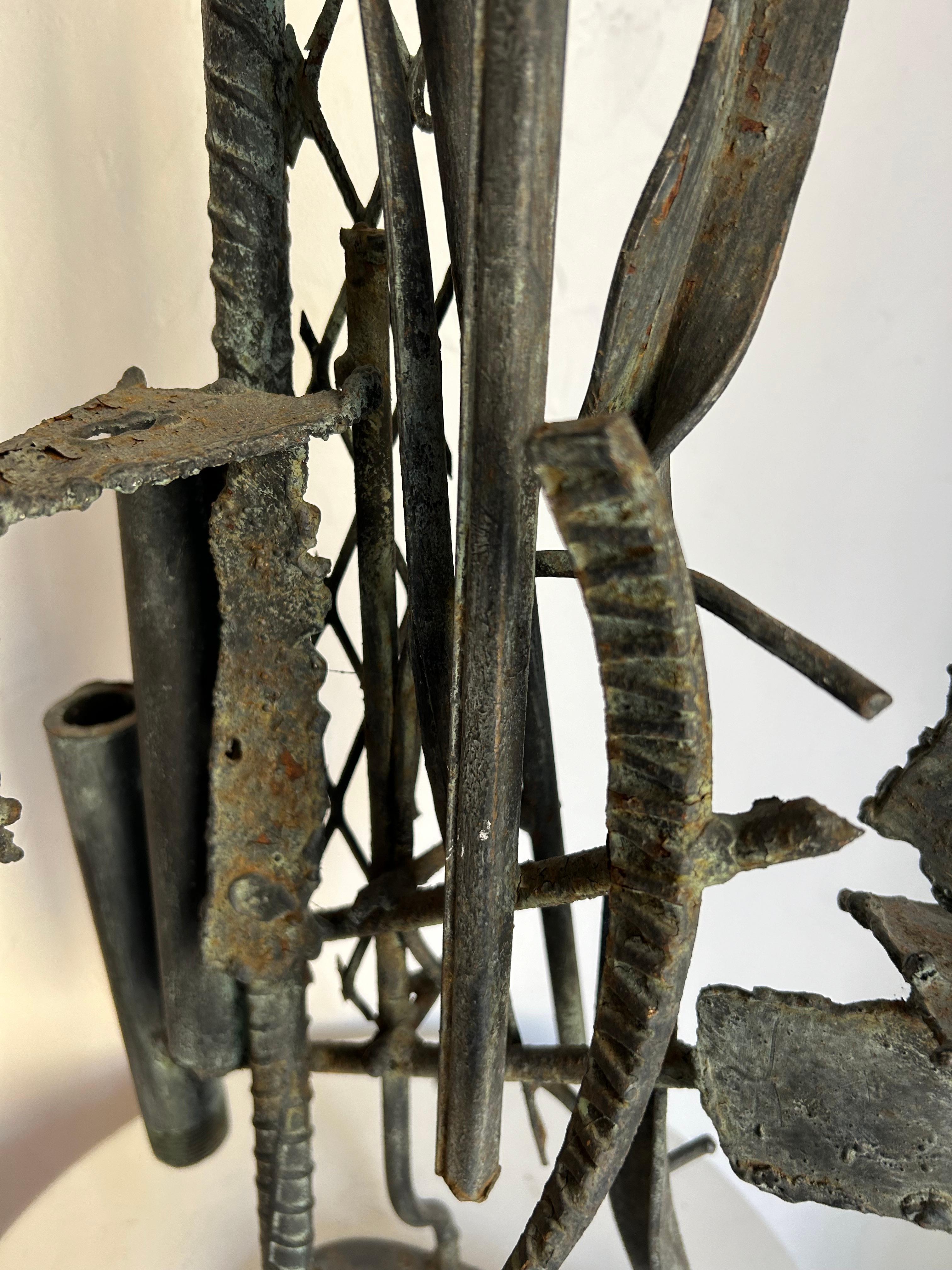 Iron Brutalist abstract wrought iron sculpture from the 1970s For Sale