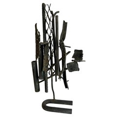 Brutalist abstract wrought iron sculpture from the 1970s