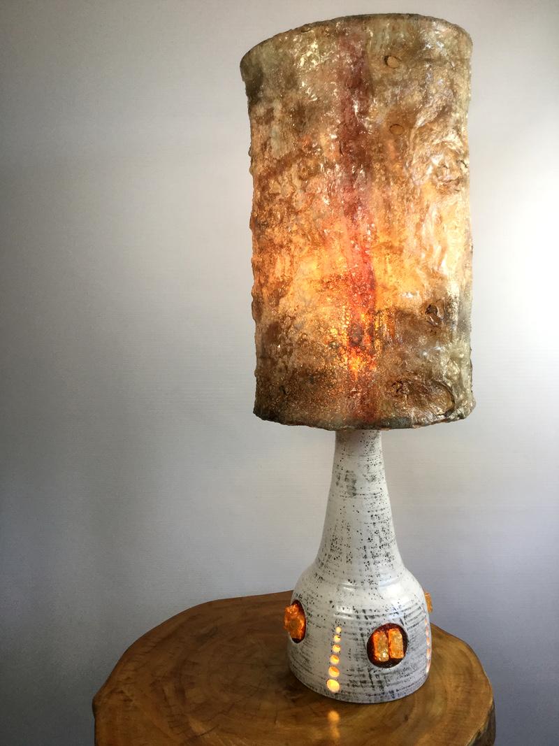 Brutalist Accolay Ceramic Table Lamp, 1960s 2